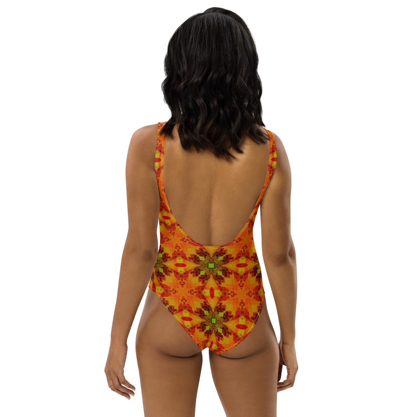 Women's One - Piece Swimsuit, Orange Bathing Suit, vacation swimwear, holiday travel swimwear - PratSN