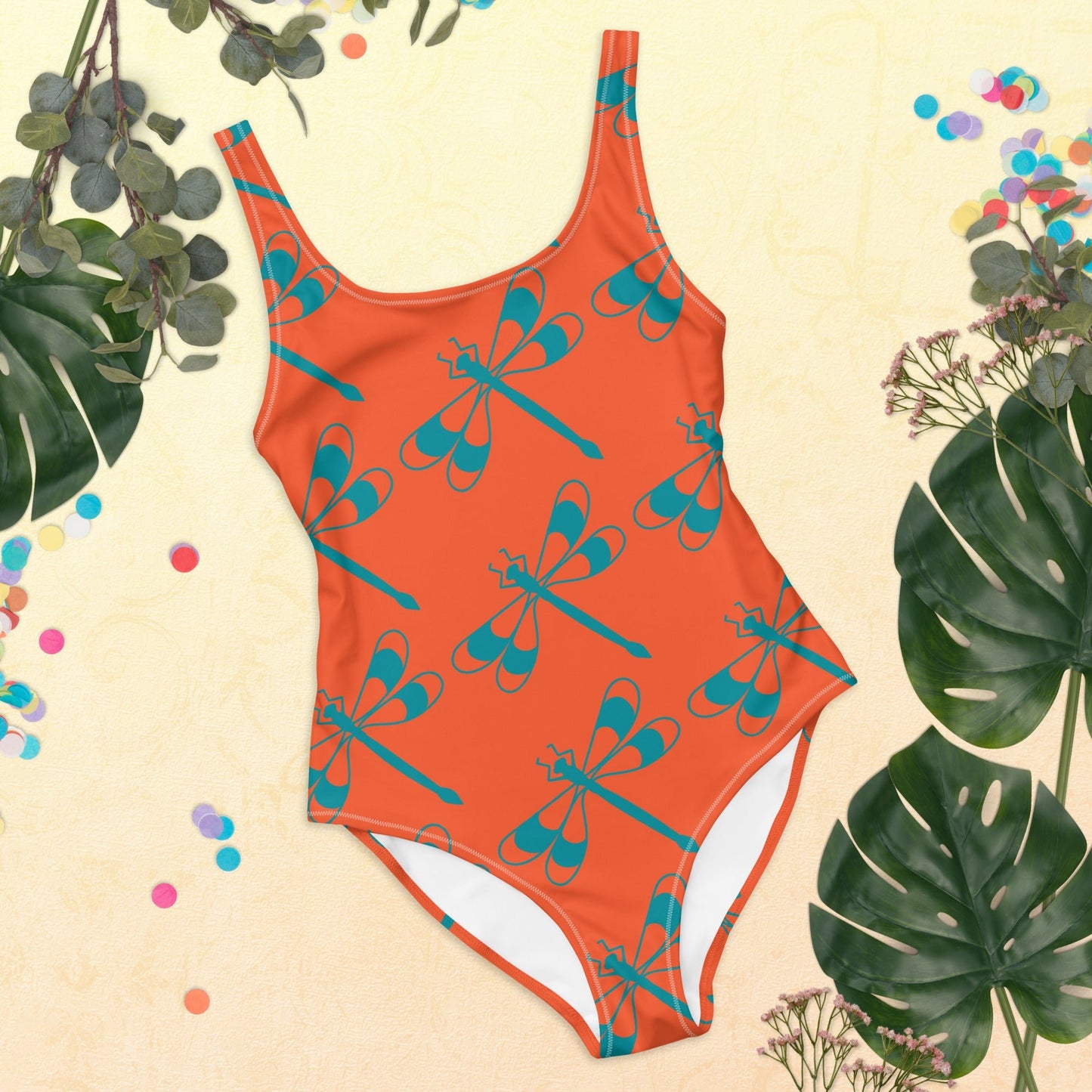 Women's One - Piece Swimsuit, Orange Bathing Suit, vacation swimwear, holiday travel swimwear, mothers day gift - PratSN