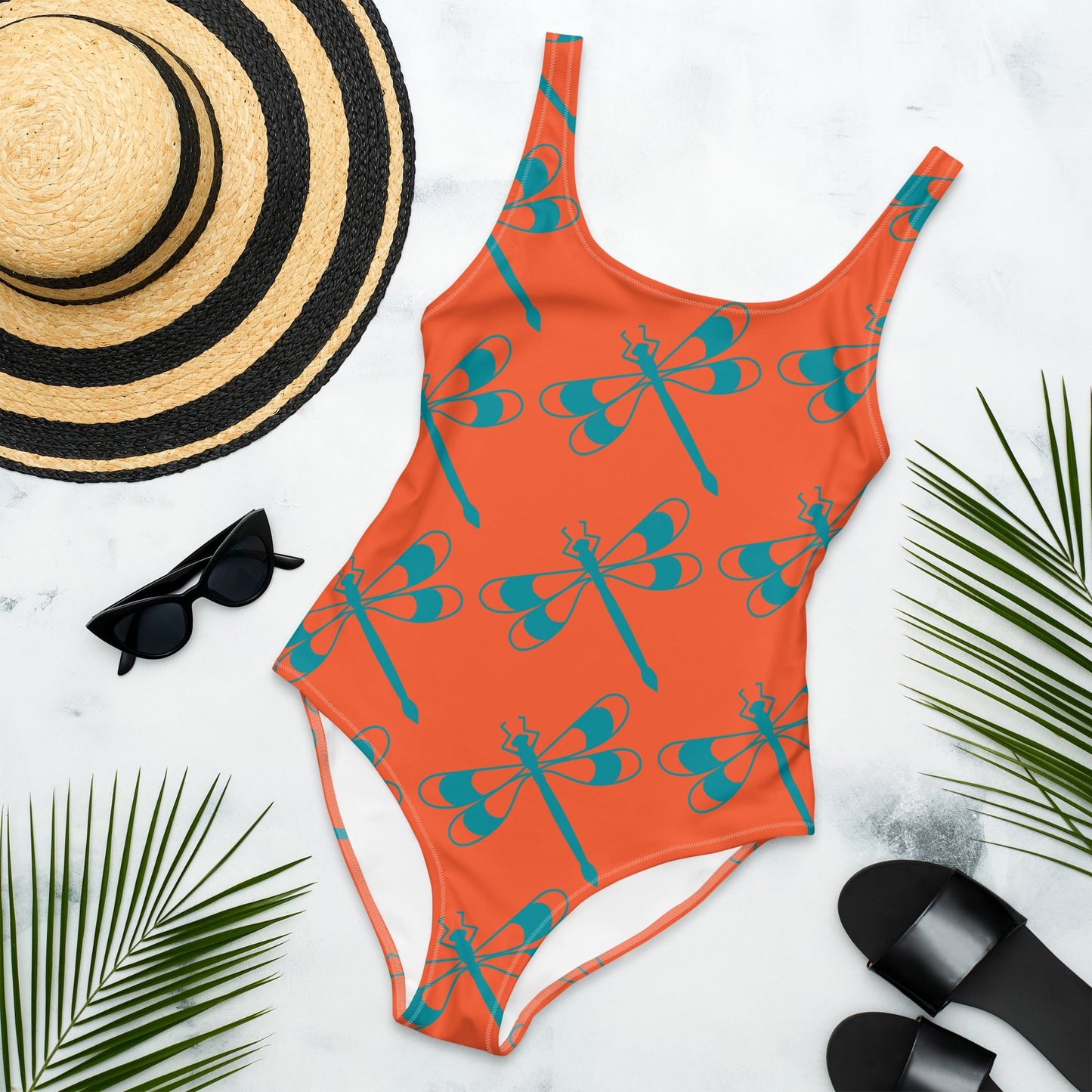 Women's One - Piece Swimsuit, Orange Bathing Suit, vacation swimwear, holiday travel swimwear, mothers day gift - PratSN