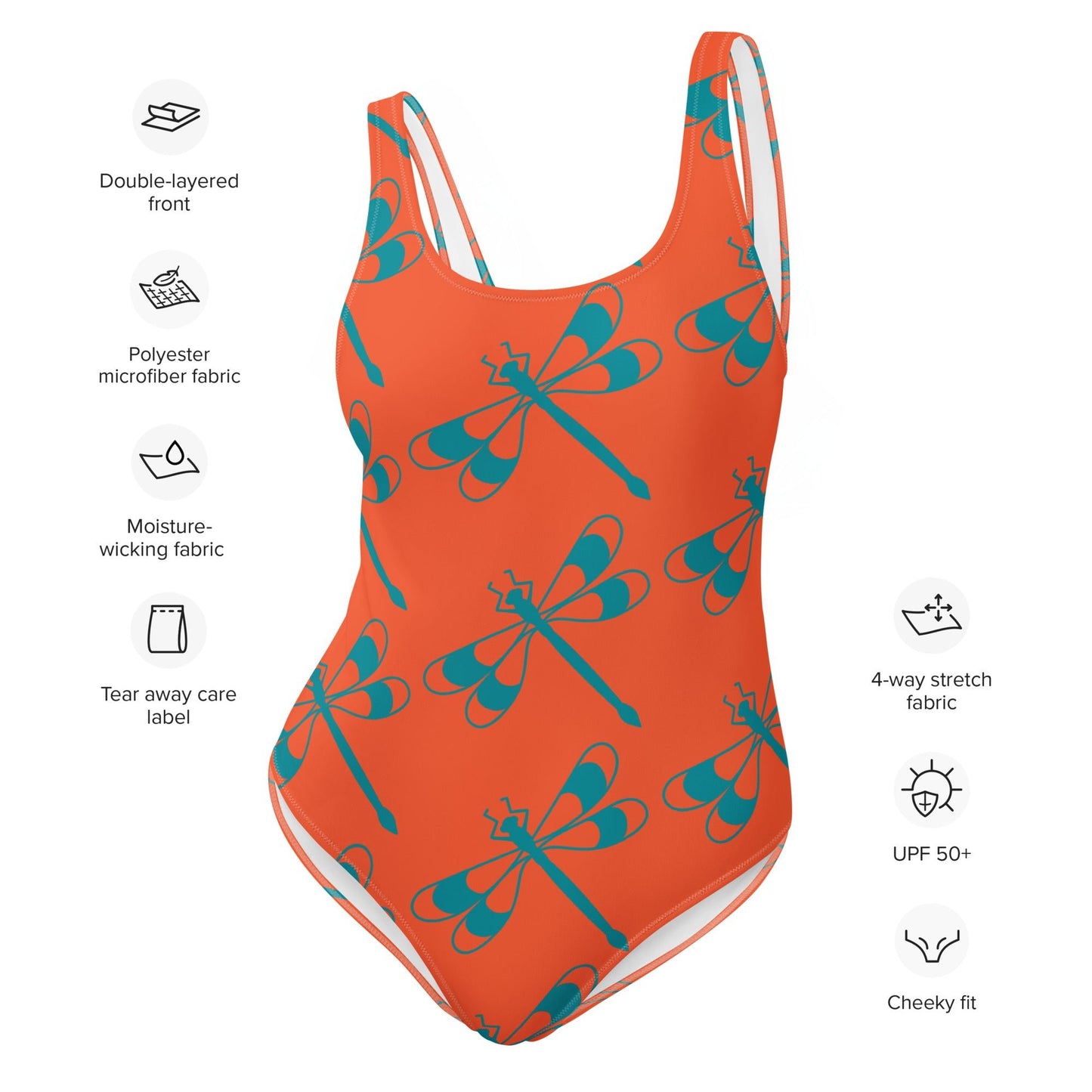 Women's One - Piece Swimsuit, Orange Bathing Suit, vacation swimwear, holiday travel swimwear, mothers day gift - PratSN