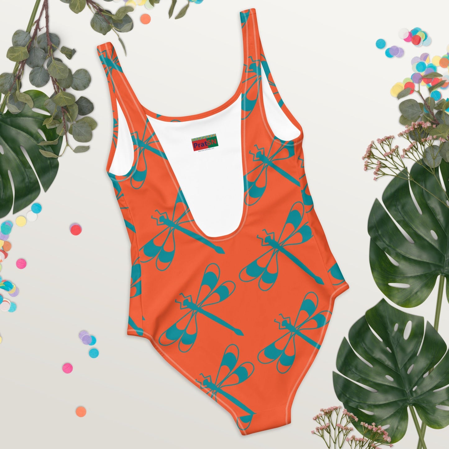 Women's One - Piece Swimsuit, Orange Bathing Suit, vacation swimwear, holiday travel swimwear, mothers day gift - PratSN