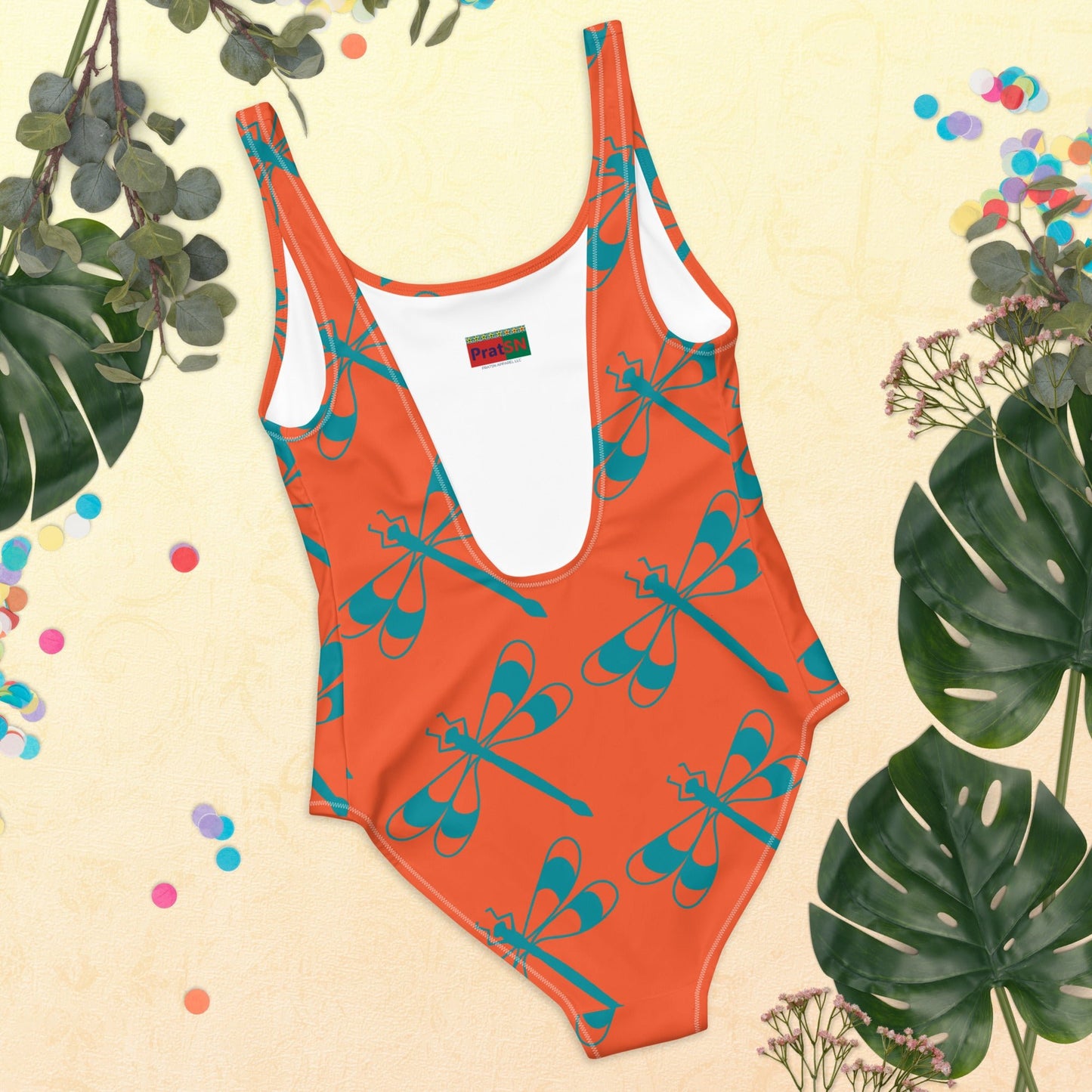 Women's One - Piece Swimsuit, Orange Bathing Suit, vacation swimwear, holiday travel swimwear, mothers day gift - PratSN