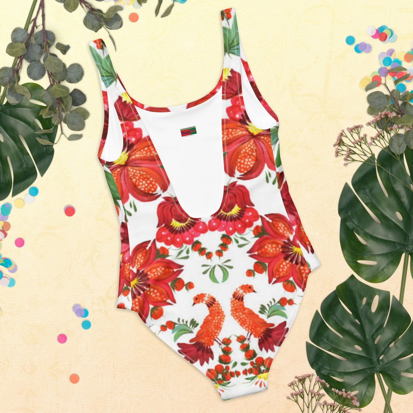 Women's One - Piece Swimsuit, Orange Red Green Bathing suit, Swimwear, classic beach dress, beautiful outfit, Beach dress for summer and spring - PratSN