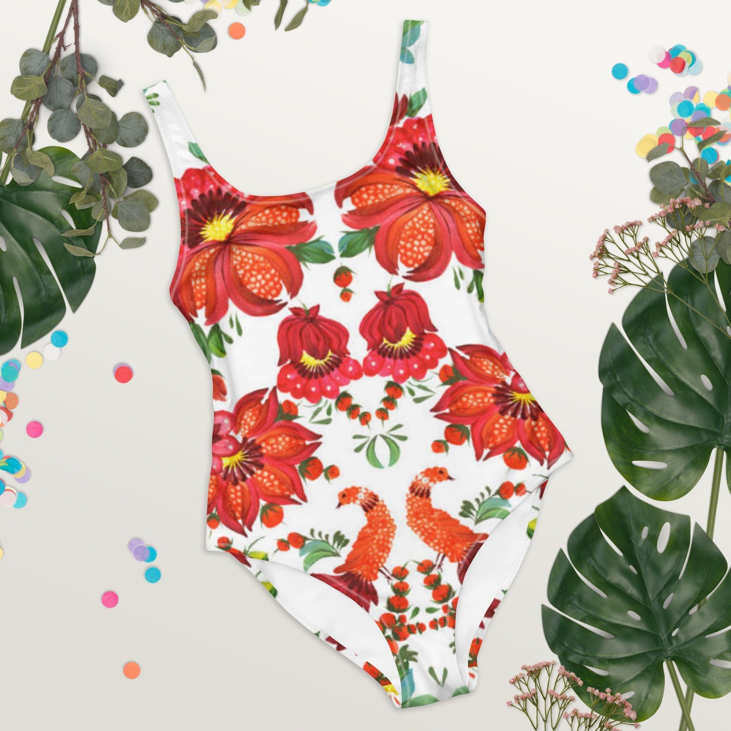 Women's One - Piece Swimsuit, Orange Red Green Bathing suit, Swimwear, classic beach dress, beautiful outfit, Beach dress for summer and spring - PratSN