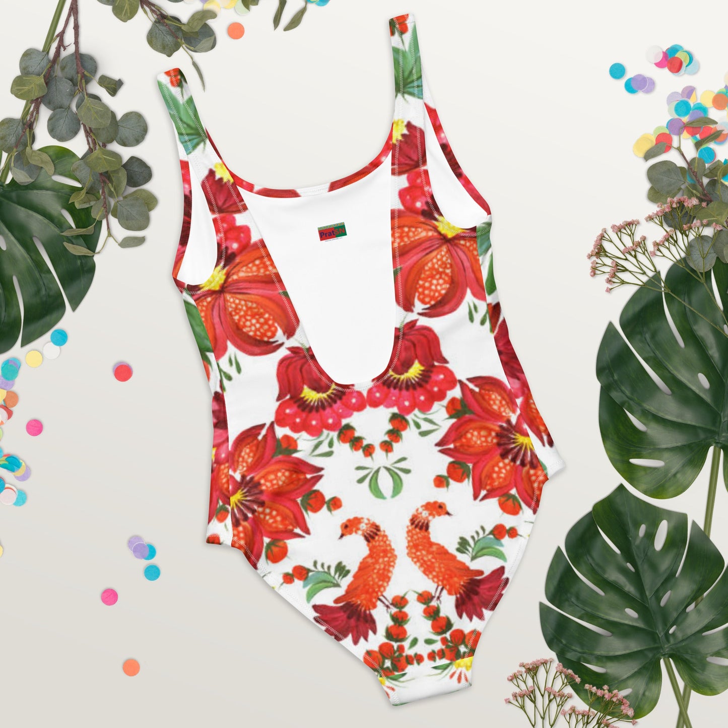 Women's One - Piece Swimsuit, Orange Red Green Bathing suit, Swimwear, classic beach dress, beautiful outfit, Beach dress for summer and spring - PratSN