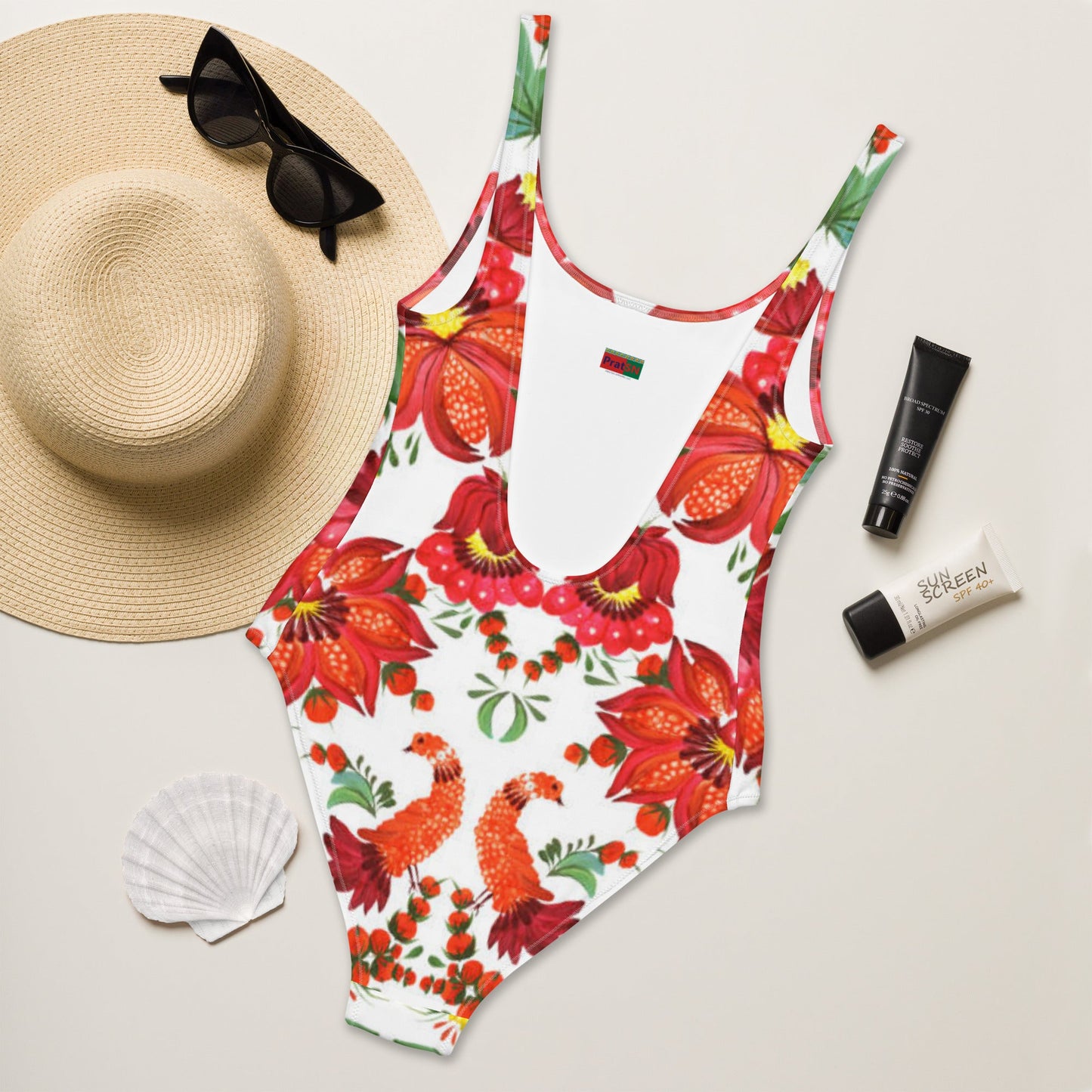Women's One - Piece Swimsuit, Orange Red Green Bathing suit, Swimwear, classic beach dress, beautiful outfit, Beach dress for summer and spring - PratSN