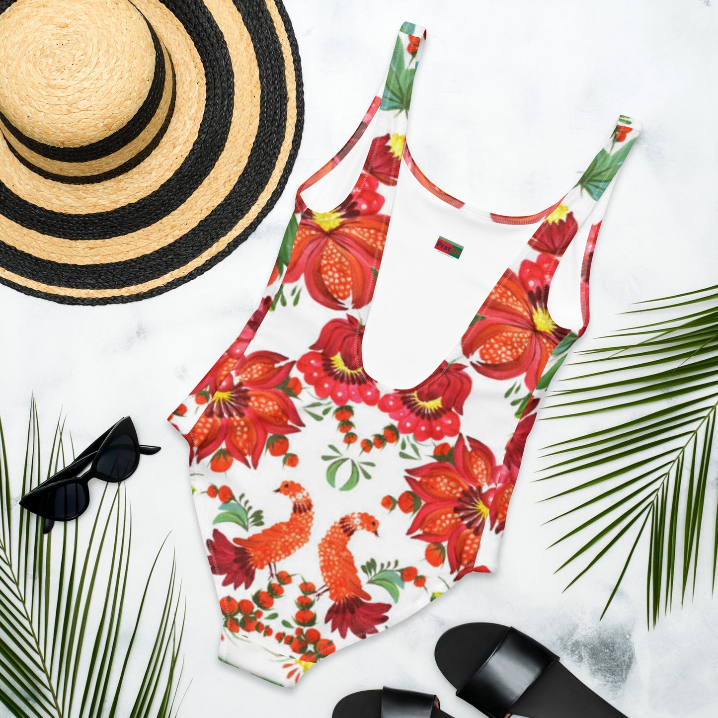 Women's One - Piece Swimsuit, Orange Red Green Bathing suit, Swimwear, classic beach dress, beautiful outfit, Beach dress for summer and spring - PratSN