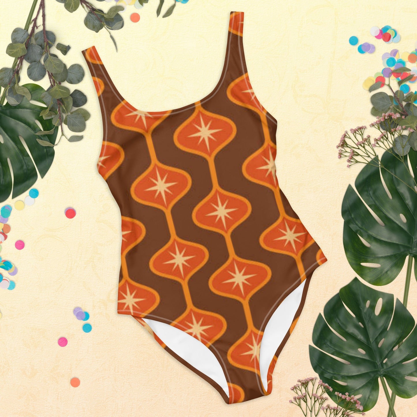 Women's One - Piece Swimsuit, Orange Swimwear, swimsuit, vacation swimwear, holiday travel swimwear, mothers day gift - PratSN