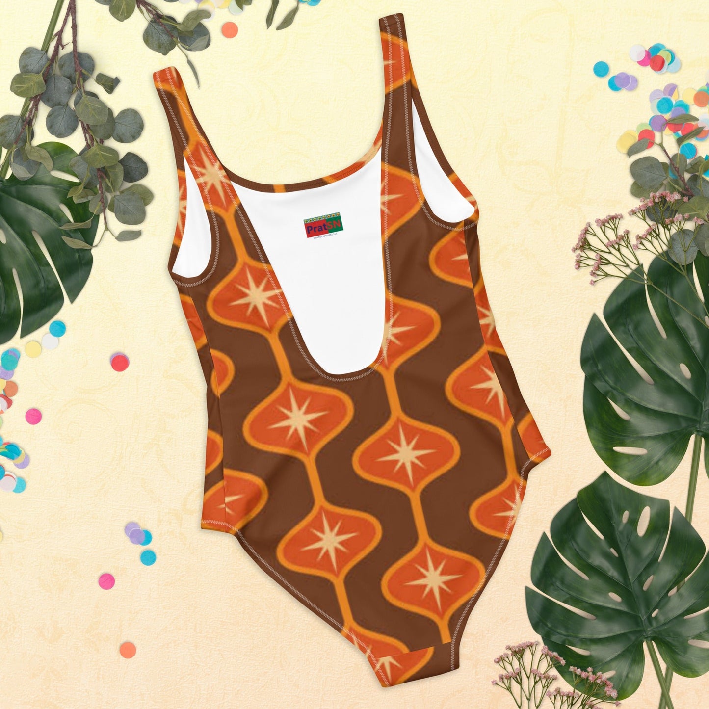 Women's One - Piece Swimsuit, Orange Swimwear, swimsuit, vacation swimwear, holiday travel swimwear, mothers day gift - PratSN