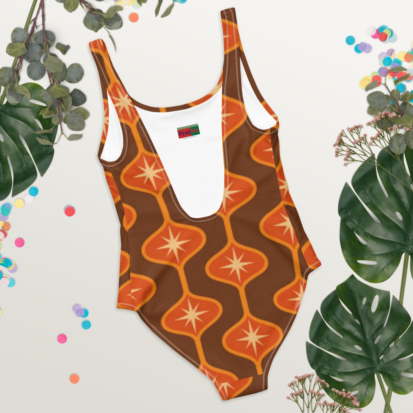 Women's One - Piece Swimsuit, Orange Swimwear, swimsuit, vacation swimwear, holiday travel swimwear, mothers day gift - PratSN
