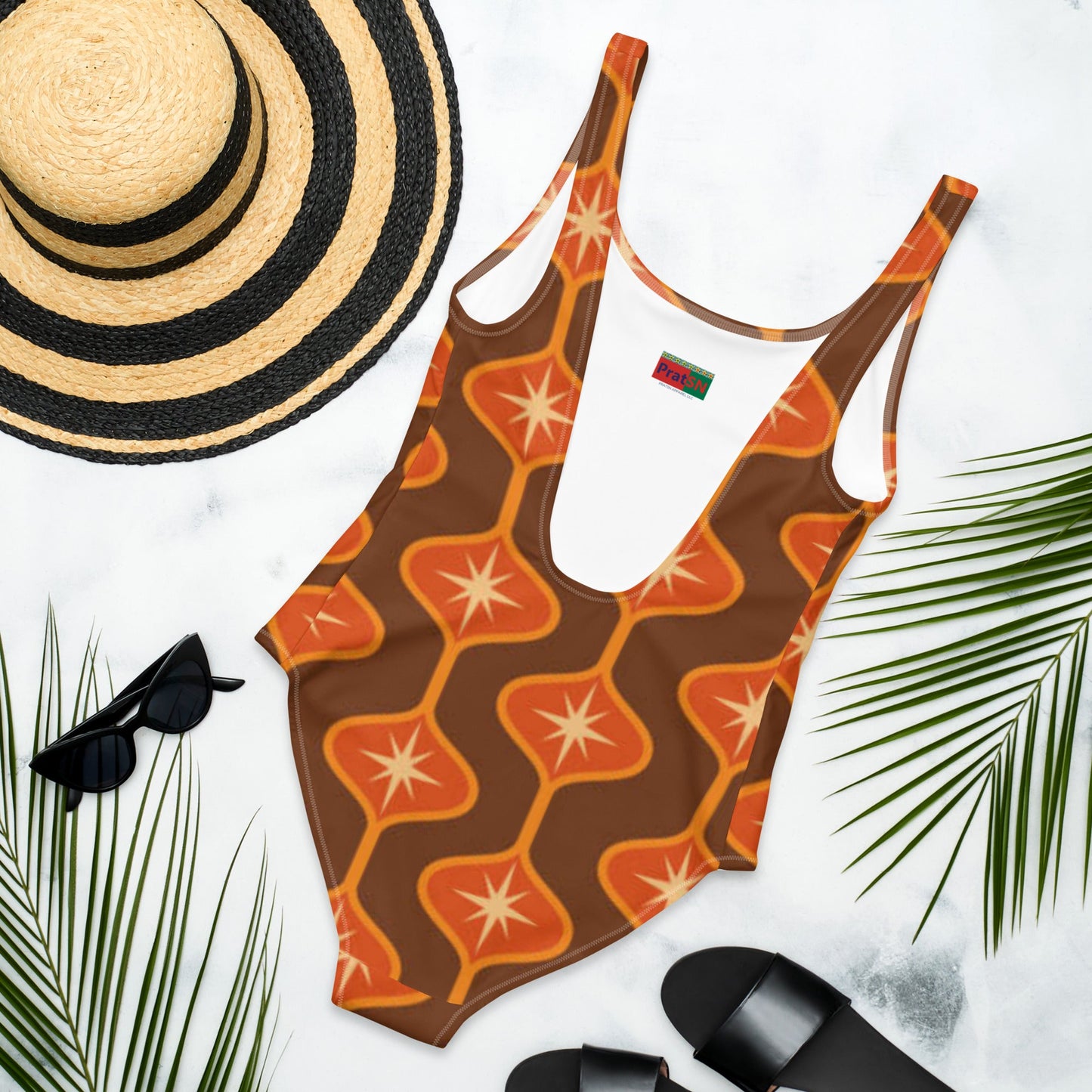Women's One - Piece Swimsuit, Orange Swimwear, swimsuit, vacation swimwear, holiday travel swimwear, mothers day gift - PratSN