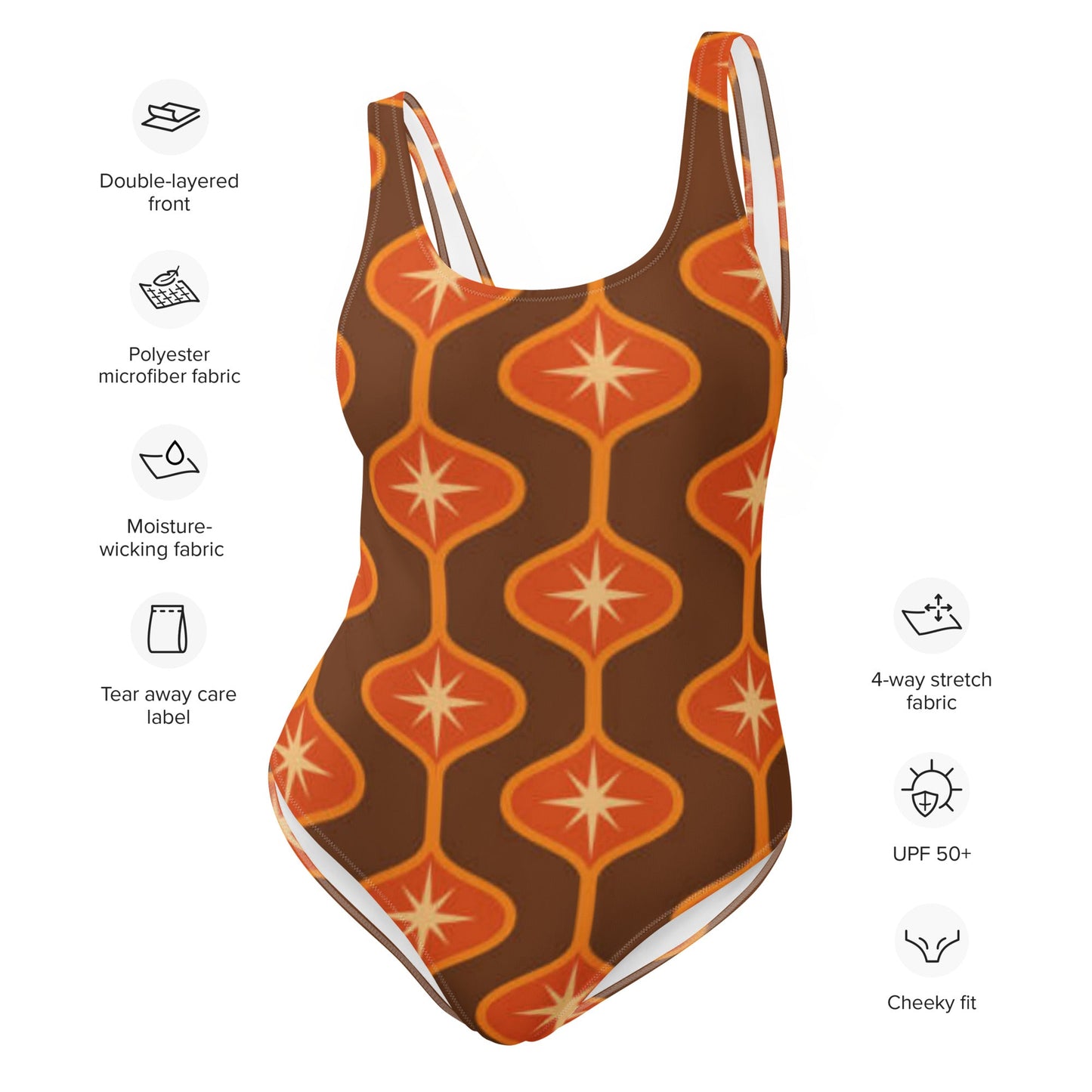 Women's One - Piece Swimsuit, Orange Swimwear, swimsuit, vacation swimwear, holiday travel swimwear, mothers day gift - PratSN