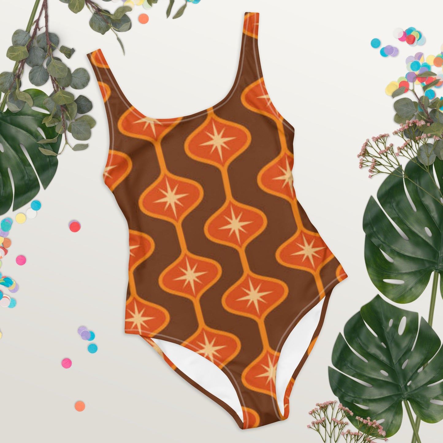 Women's One - Piece Swimsuit, Orange Swimwear, swimsuit, vacation swimwear, holiday travel swimwear, mothers day gift - PratSN