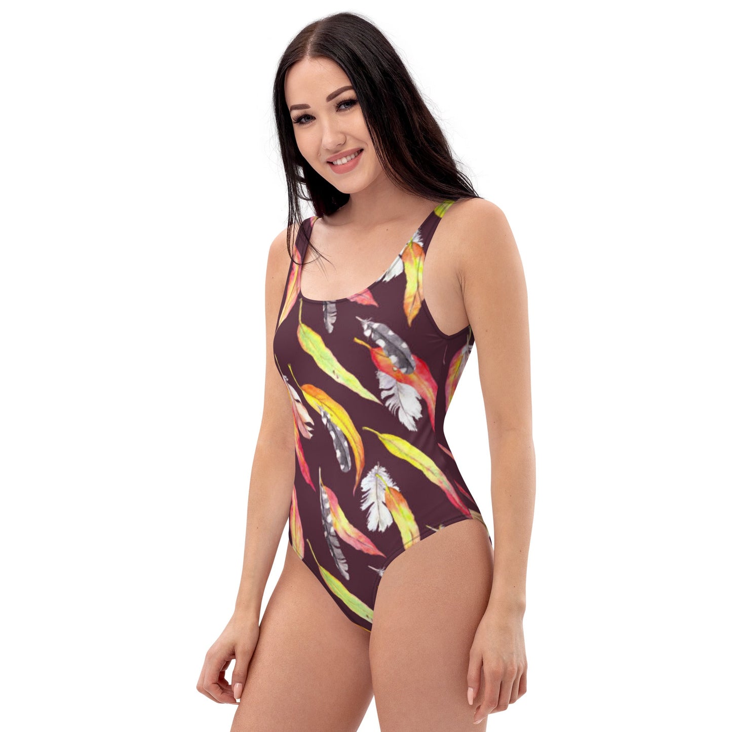 Women's One - Piece Swimsuit, Outfit Beachwear, Bathing Suit Yellow Brown Swimwear, - PratSN