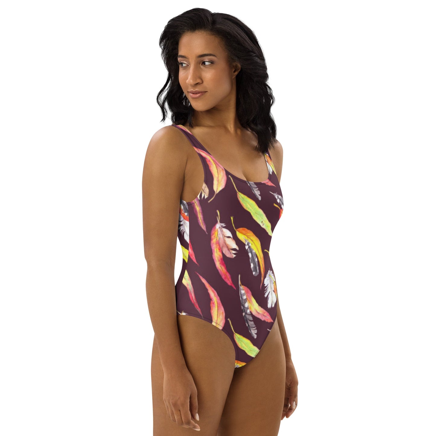 Women's One - Piece Swimsuit, Outfit Beachwear, Bathing Suit Yellow Brown Swimwear, - PratSN