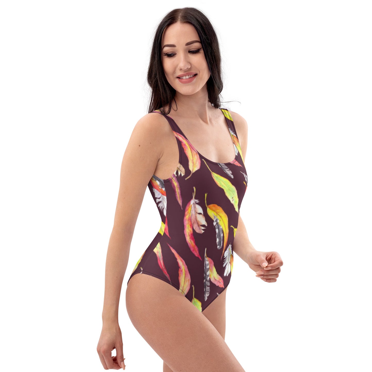 Women's One - Piece Swimsuit, Outfit Beachwear, Bathing Suit Yellow Brown Swimwear, - PratSN