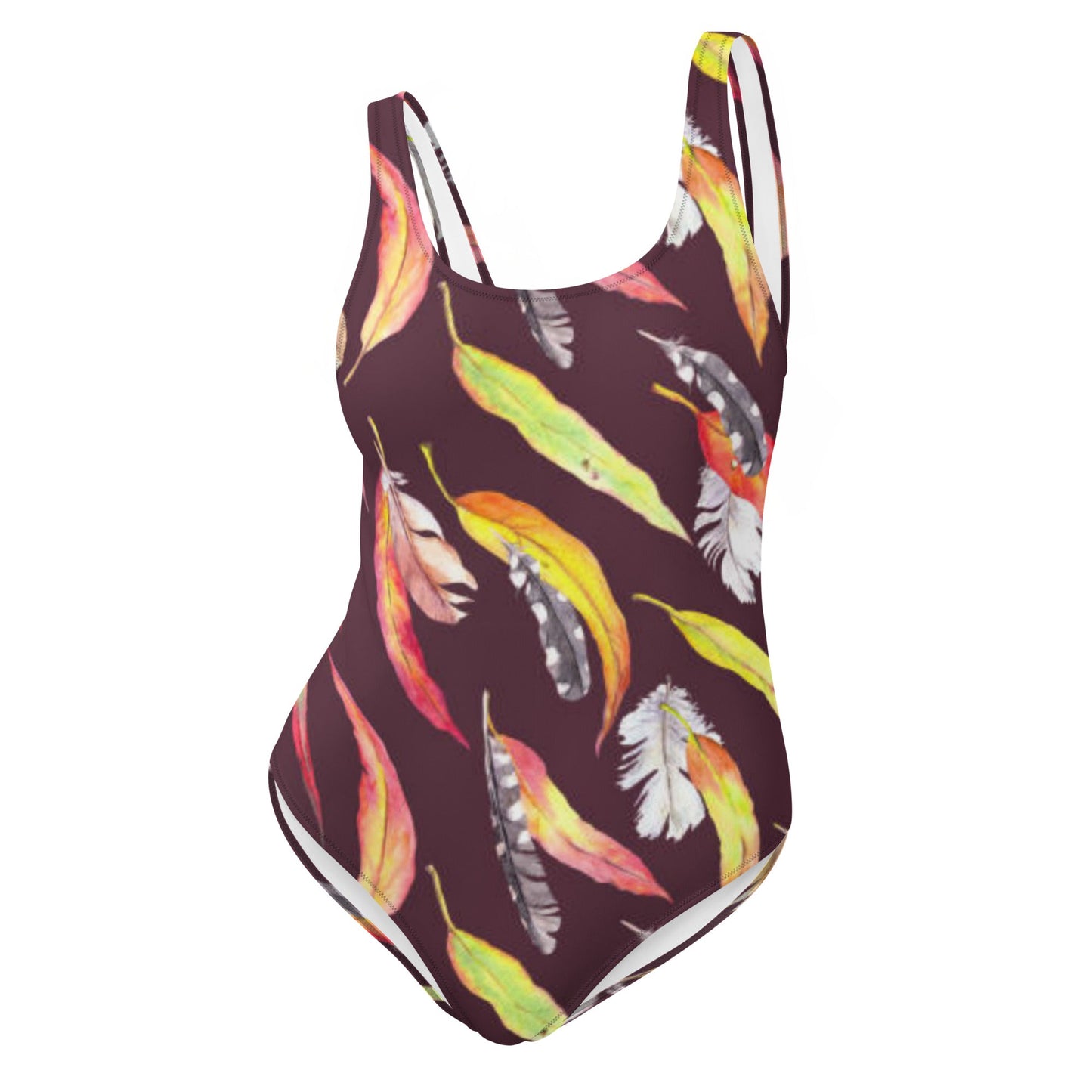 Women's One - Piece Swimsuit, Outfit Beachwear, Bathing Suit Yellow Brown Swimwear, - PratSN