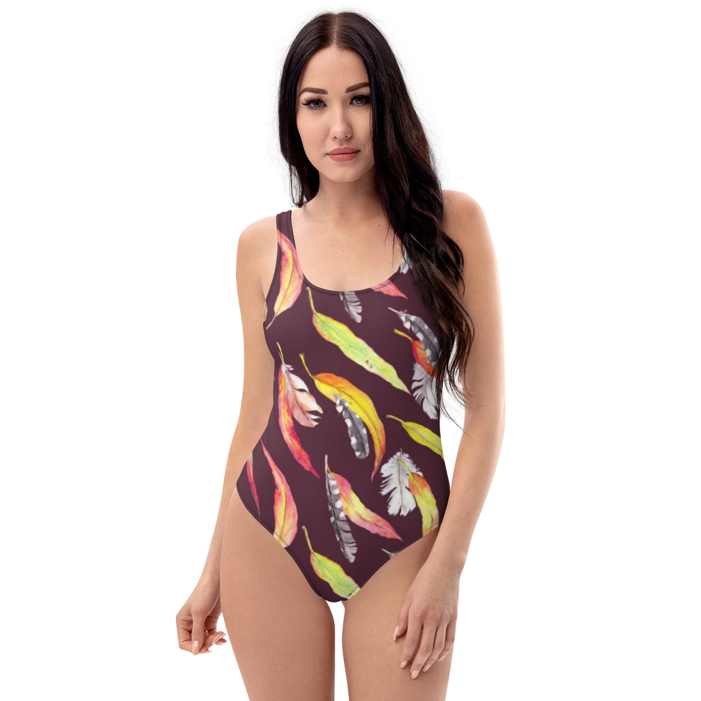 Women's One - Piece Swimsuit, Outfit Beachwear, Bathing Suit Yellow Brown Swimwear, - PratSN