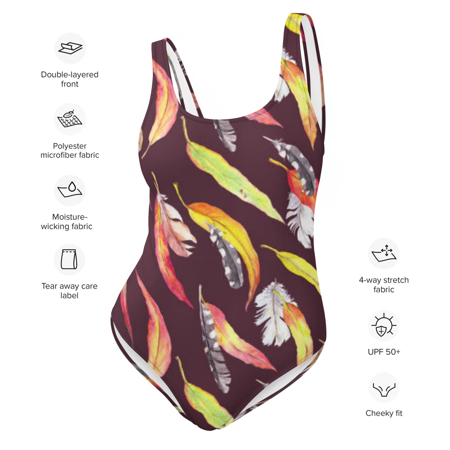 Women's One - Piece Swimsuit, Outfit Beachwear, Bathing Suit Yellow Brown Swimwear, - PratSN