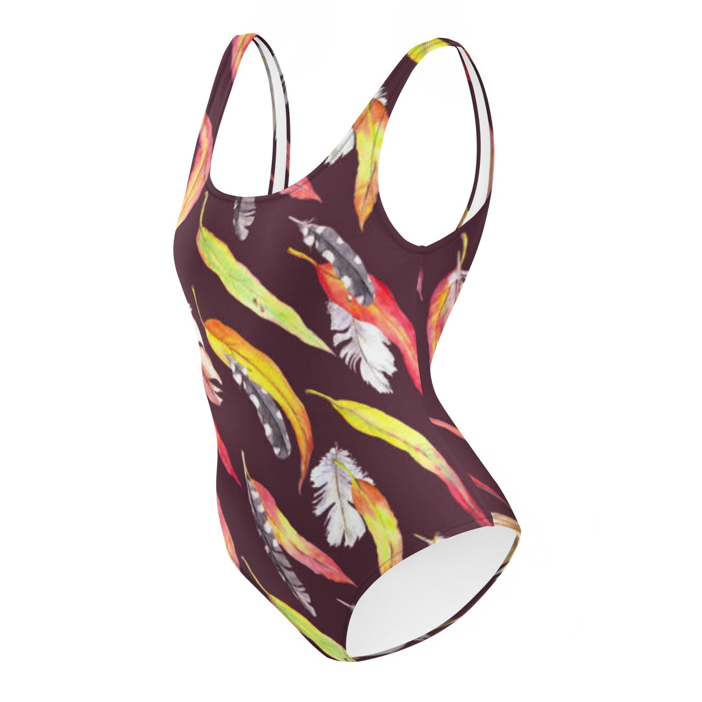 Women's One - Piece Swimsuit, Outfit Beachwear, Bathing Suit Yellow Brown Swimwear, - PratSN