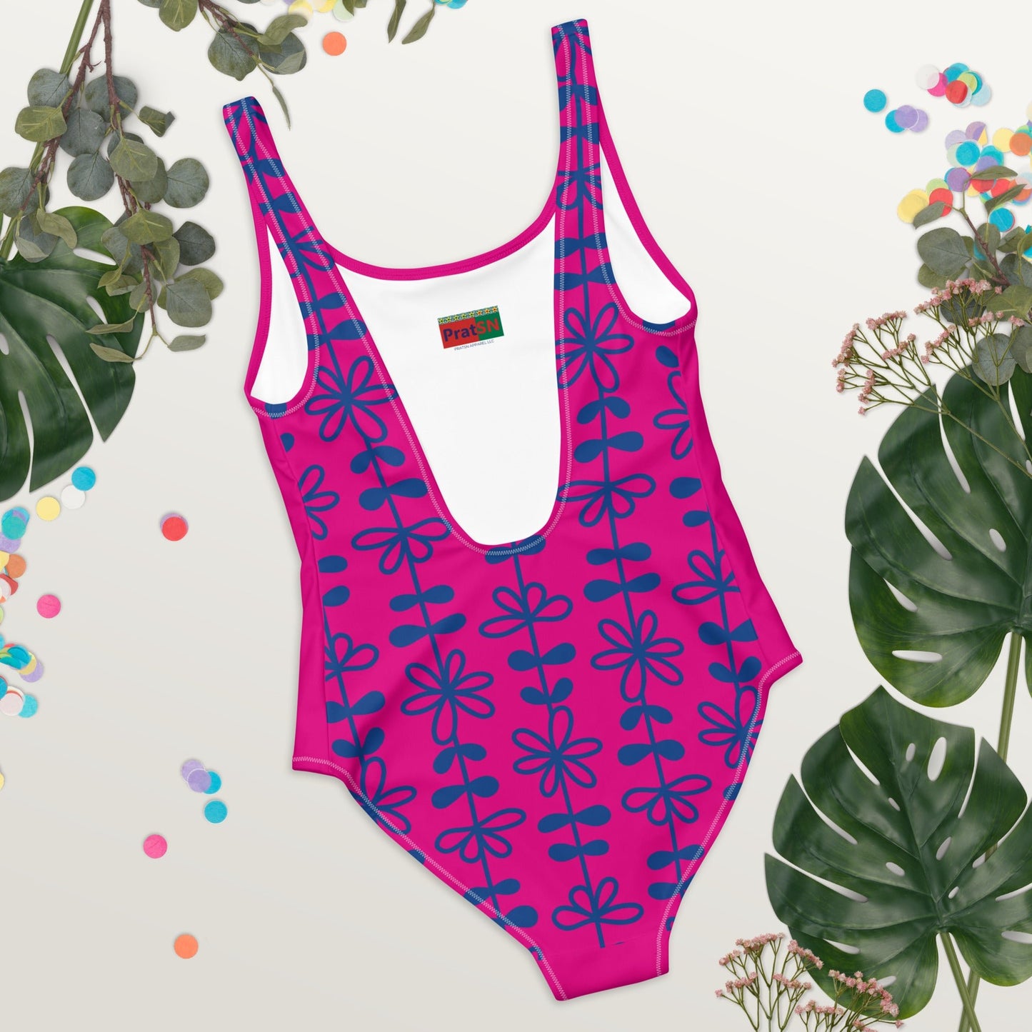Women's One - Piece Swimsuit, Pink Bathing Suit, vacation swimwear, holiday travel swimwear, mothers day gift - PratSN