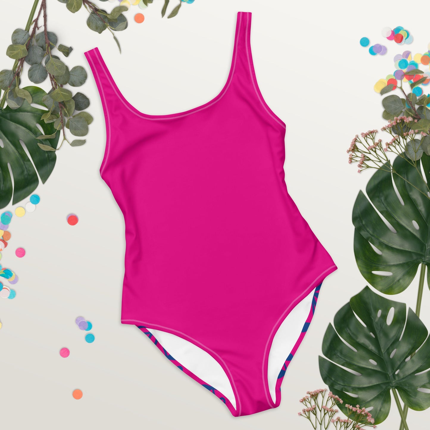Women's One - Piece Swimsuit, Pink Bathing Suit, vacation swimwear, holiday travel swimwear, mothers day gift - PratSN