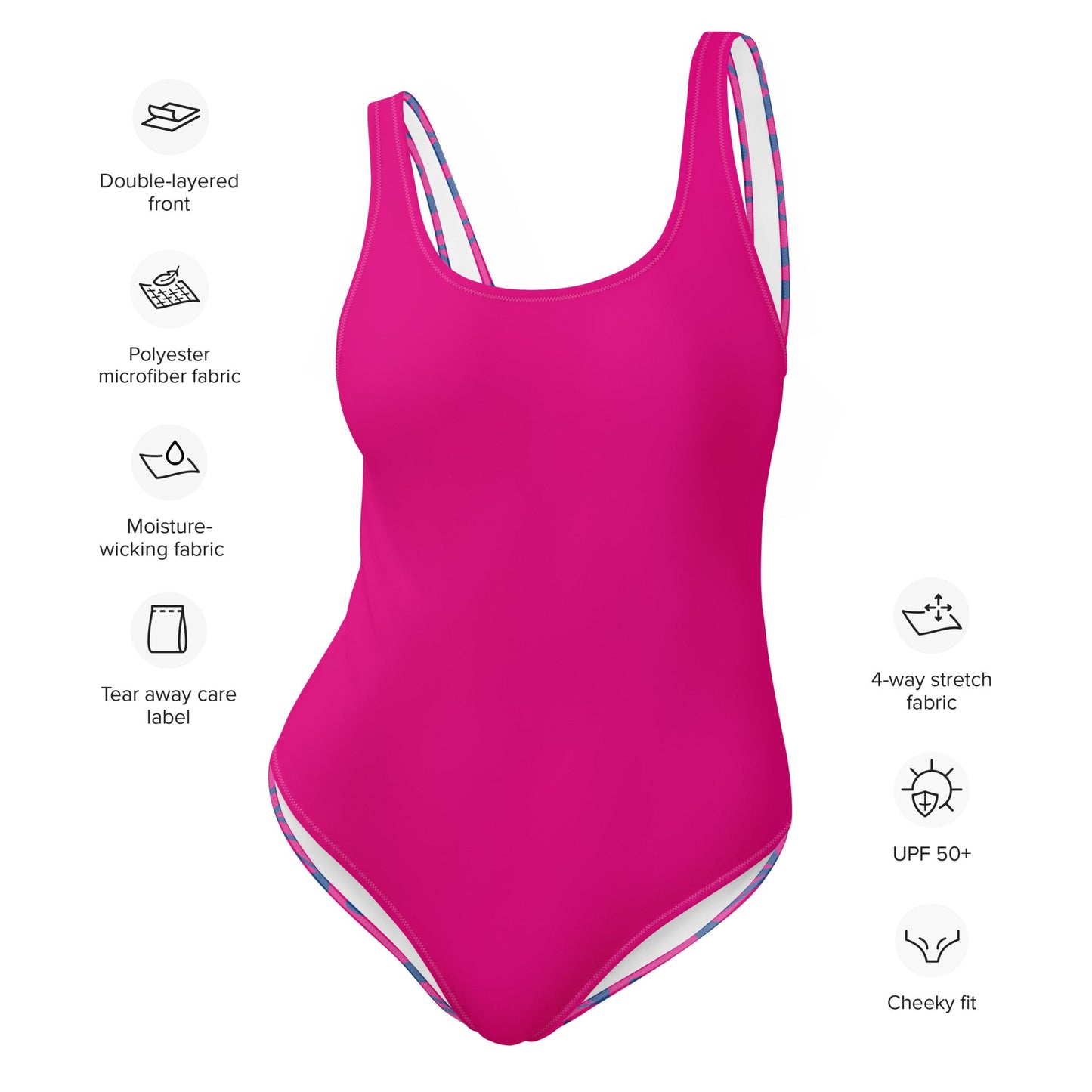 Women's One - Piece Swimsuit, Pink Bathing Suit, vacation swimwear, holiday travel swimwear, mothers day gift - PratSN
