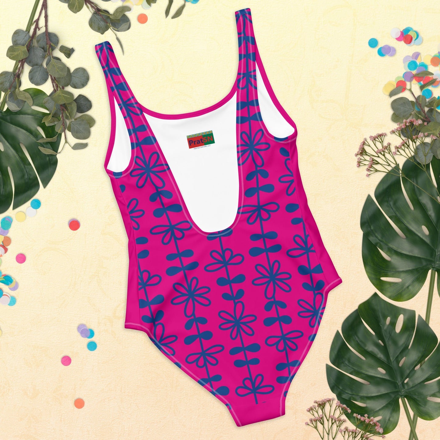 Women's One - Piece Swimsuit, Pink Bathing Suit, vacation swimwear, holiday travel swimwear, mothers day gift - PratSN