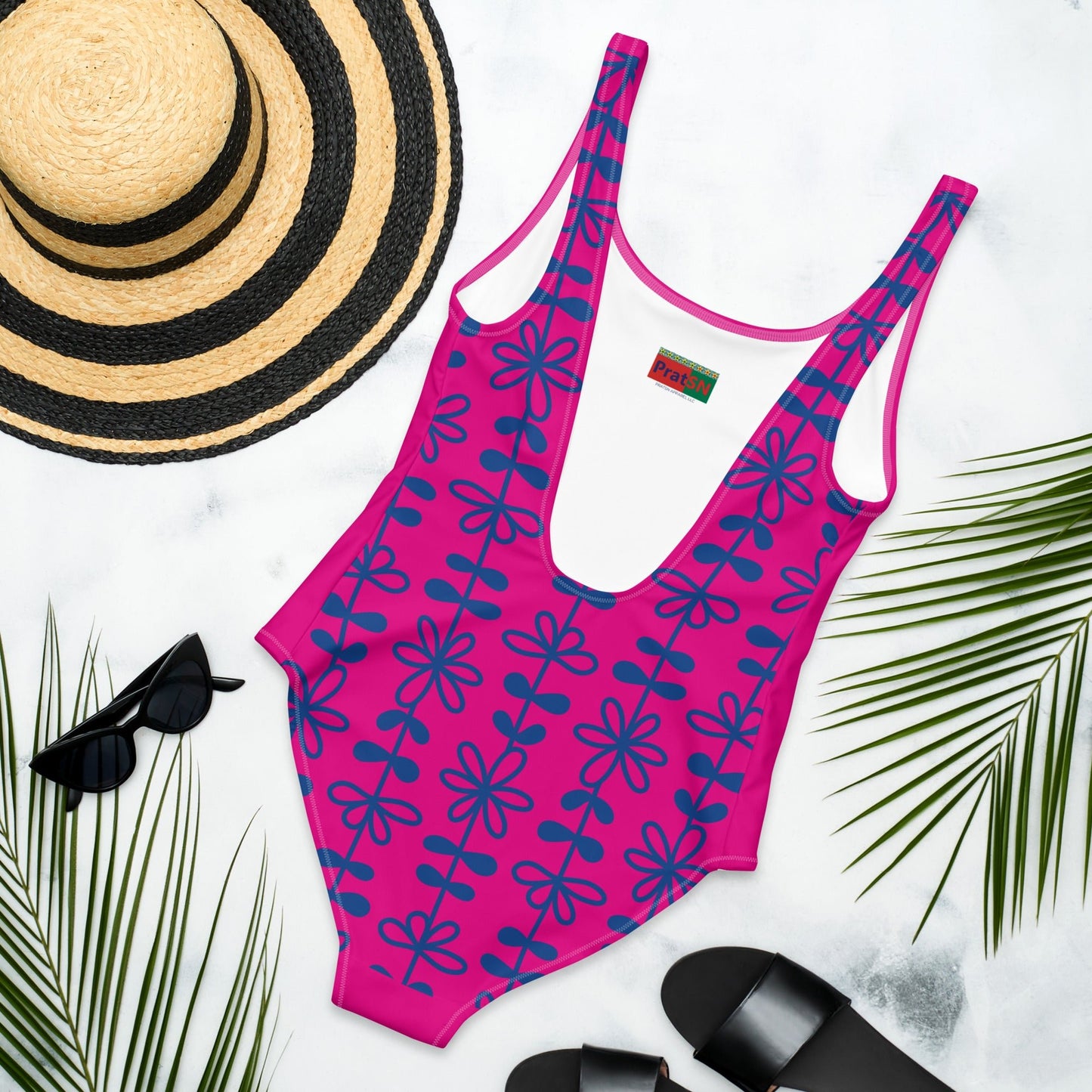 Women's One - Piece Swimsuit, Pink Bathing Suit, vacation swimwear, holiday travel swimwear, mothers day gift - PratSN
