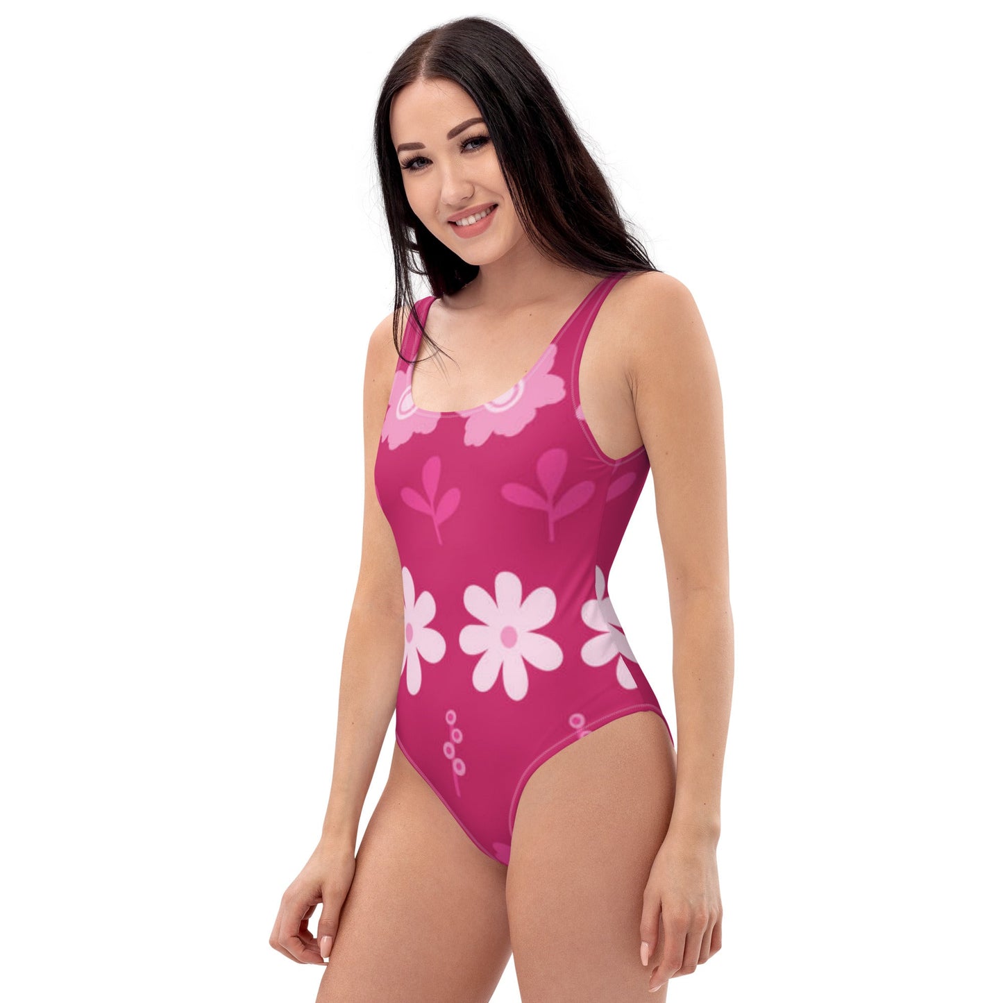 Women's One - Piece Swimsuit, Pink Floral Swimwear, tankinis, Swimsuit, Beachwear, Bathing Suit - PratSN