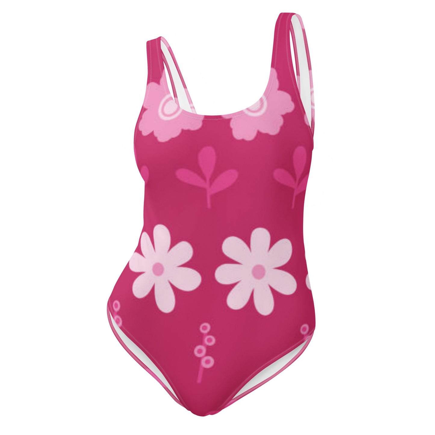 Women's One - Piece Swimsuit, Pink Floral Swimwear, tankinis, Swimsuit, Beachwear, Bathing Suit - PratSN