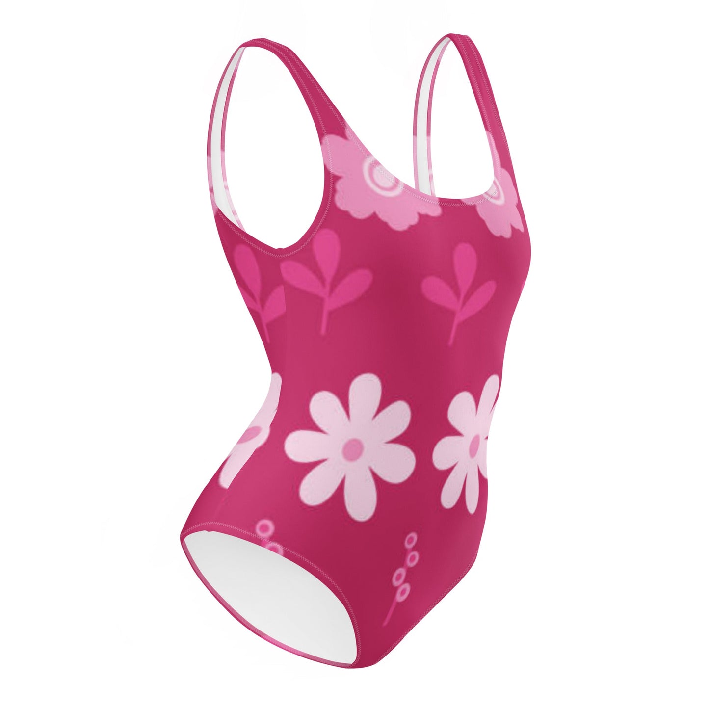 Women's One - Piece Swimsuit, Pink Floral Swimwear, tankinis, Swimsuit, Beachwear, Bathing Suit - PratSN