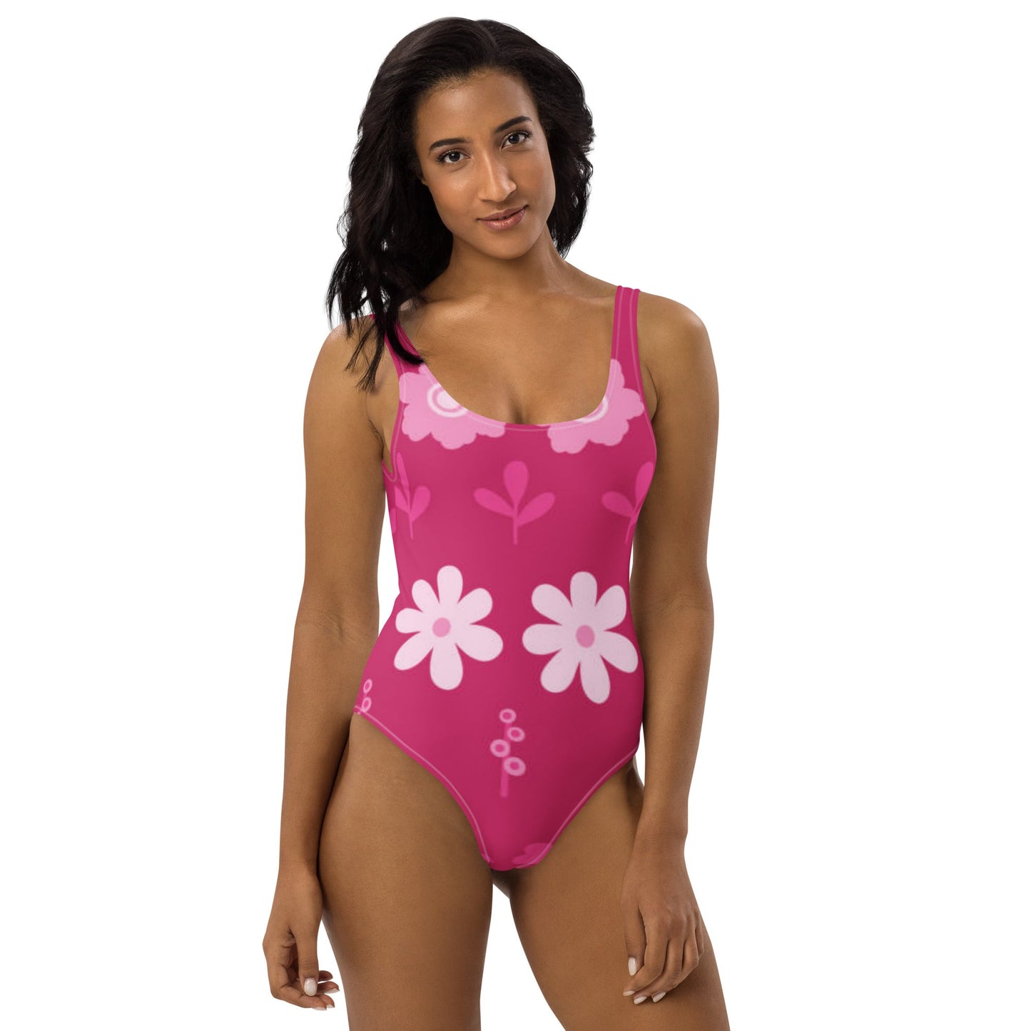 Women's One - Piece Swimsuit, Pink Floral Swimwear, tankinis, Swimsuit, Beachwear, Bathing Suit - PratSN