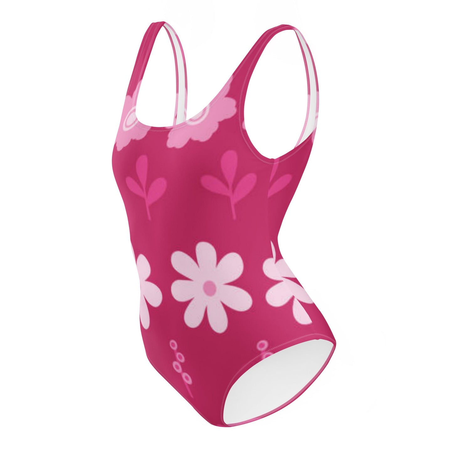 Women's One - Piece Swimsuit, Pink Floral Swimwear, tankinis, Swimsuit, Beachwear, Bathing Suit - PratSN