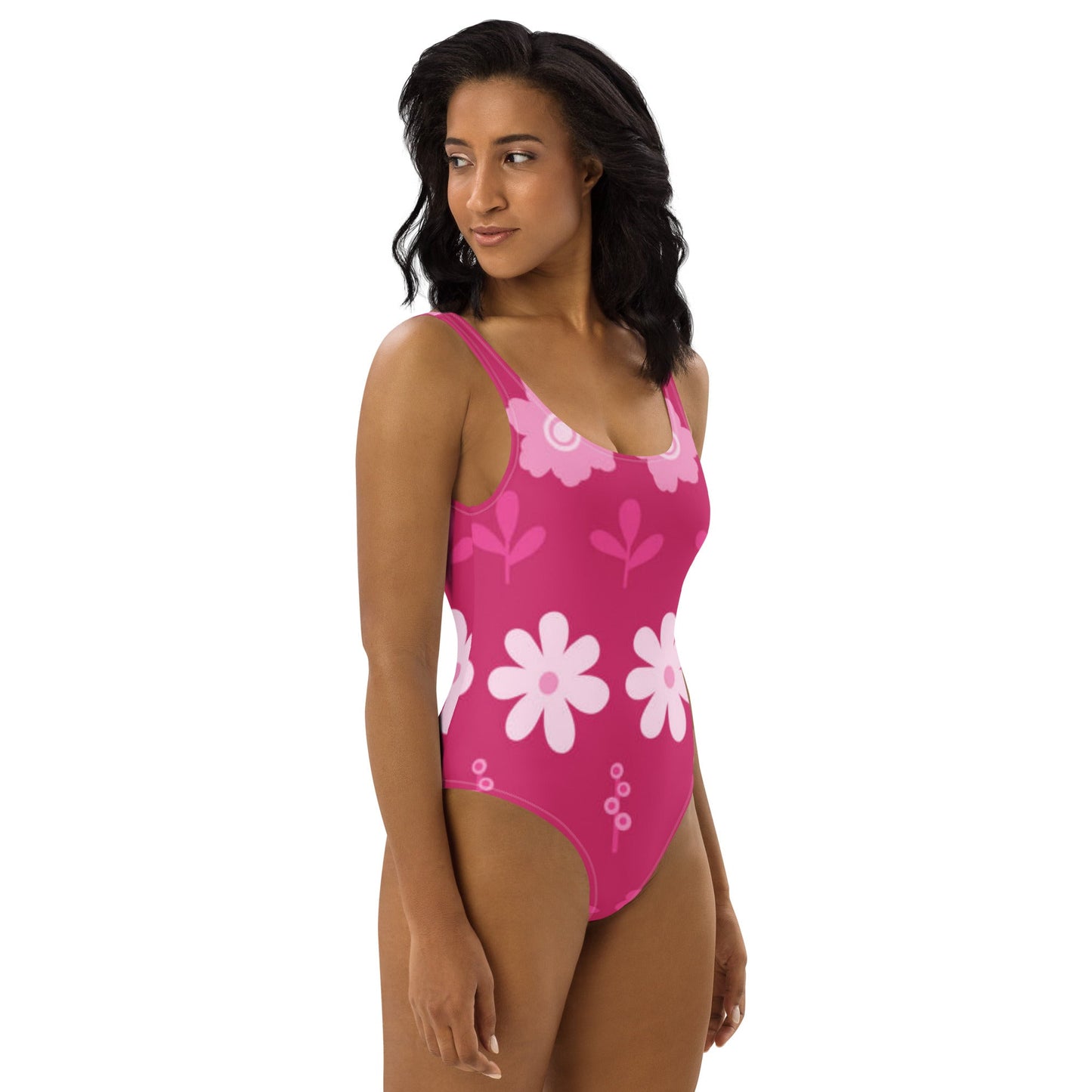 Women's One - Piece Swimsuit, Pink Floral Swimwear, tankinis, Swimsuit, Beachwear, Bathing Suit - PratSN