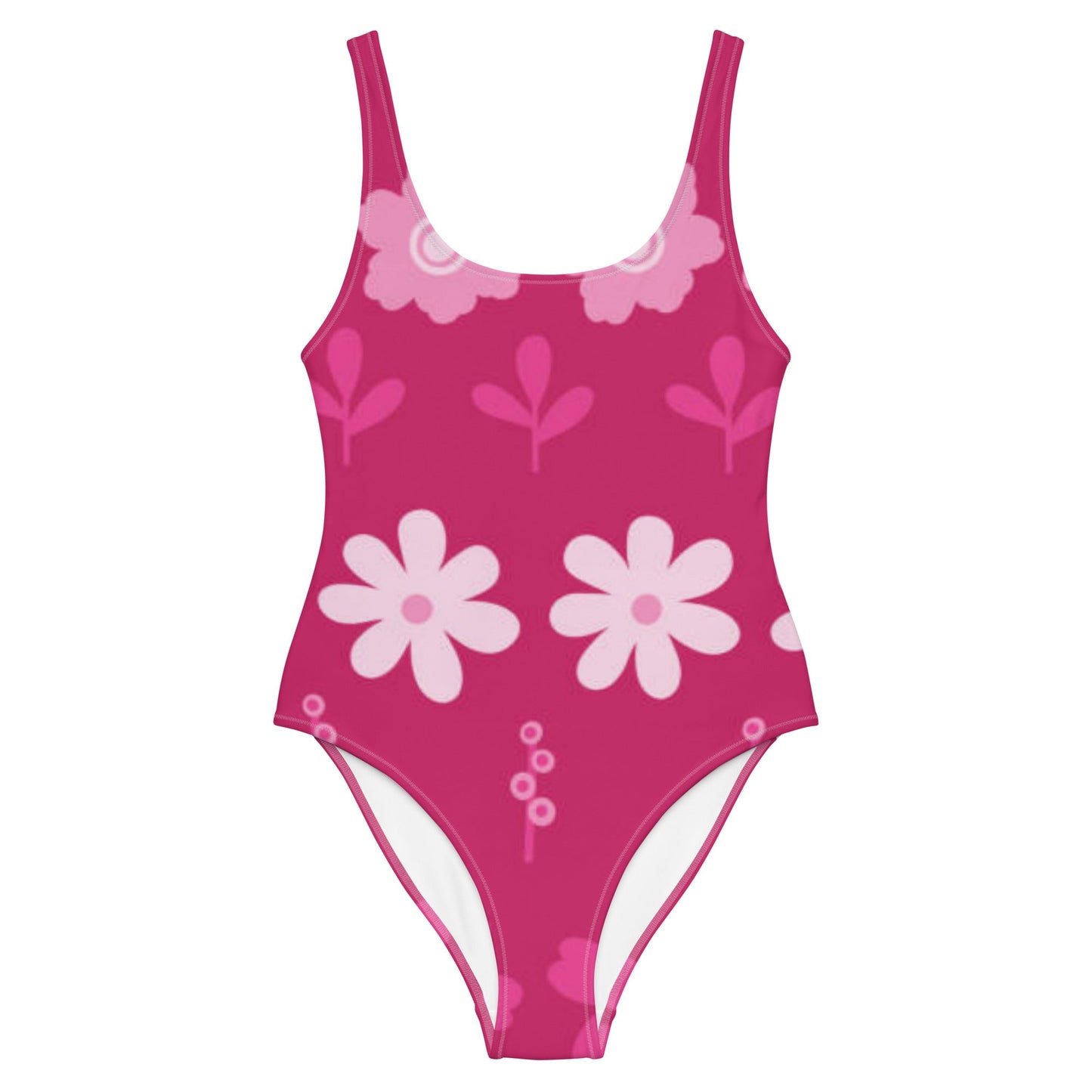 Women's One - Piece Swimsuit, Pink Floral Swimwear, tankinis, Swimsuit, Beachwear, Bathing Suit - PratSN