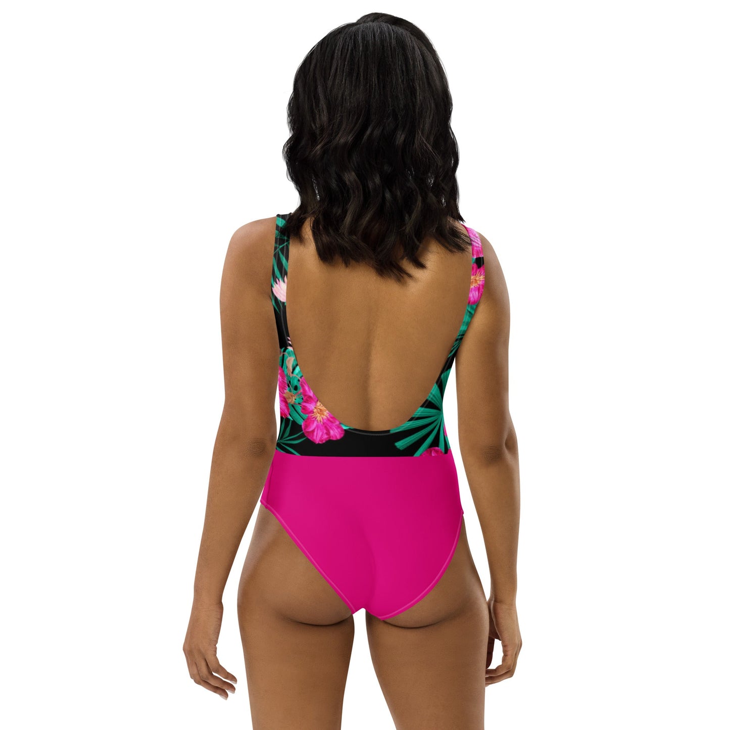 Women's One - Piece Swimsuit, Pink Floral Swimwear, vacation swimwear, holiday travel swimwear, mothers day gift - PratSN