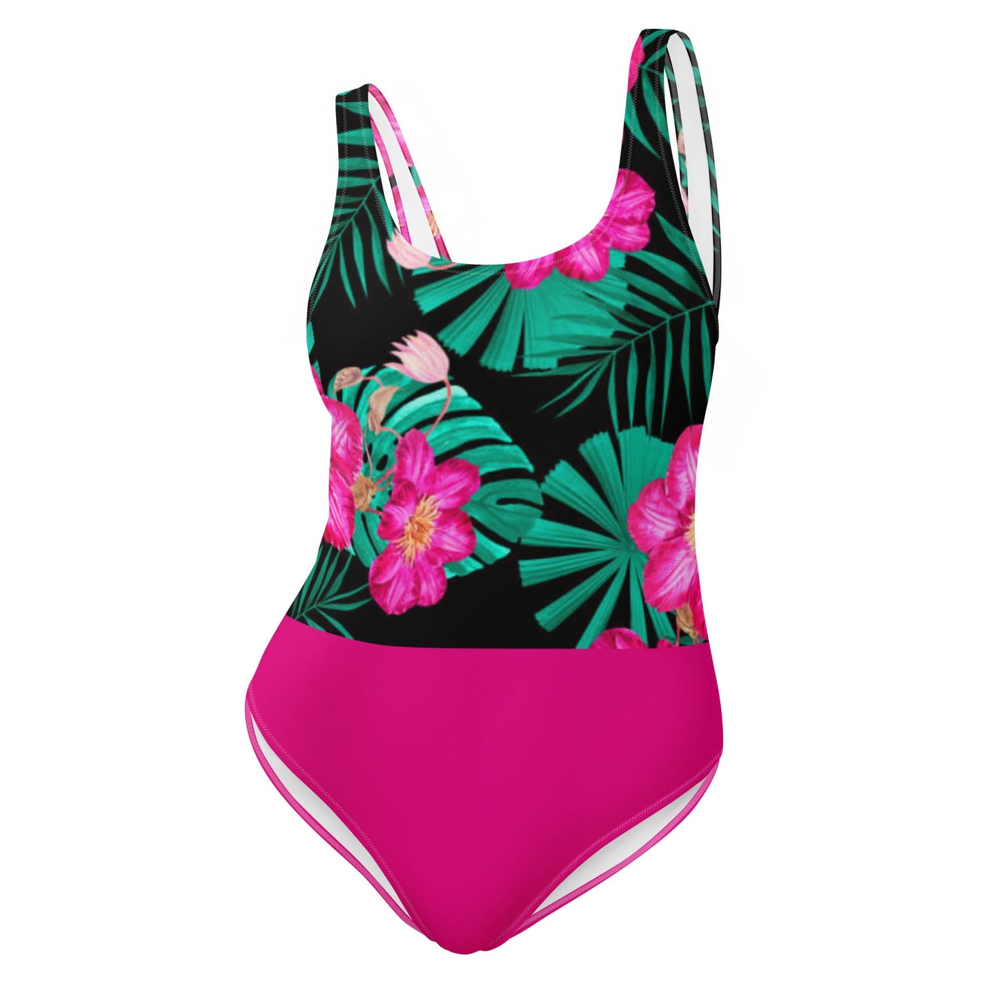 Women's One - Piece Swimsuit, Pink Floral Swimwear, vacation swimwear, holiday travel swimwear, mothers day gift - PratSN