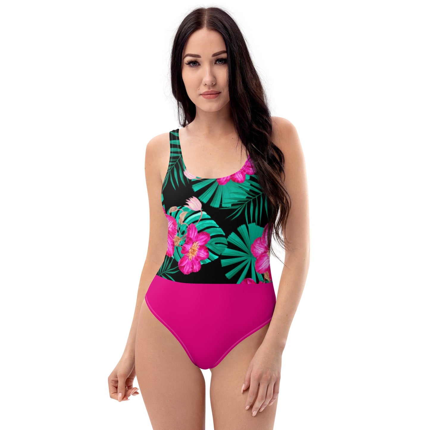 Women's One - Piece Swimsuit, Pink Floral Swimwear, vacation swimwear, holiday travel swimwear, mothers day gift - PratSN