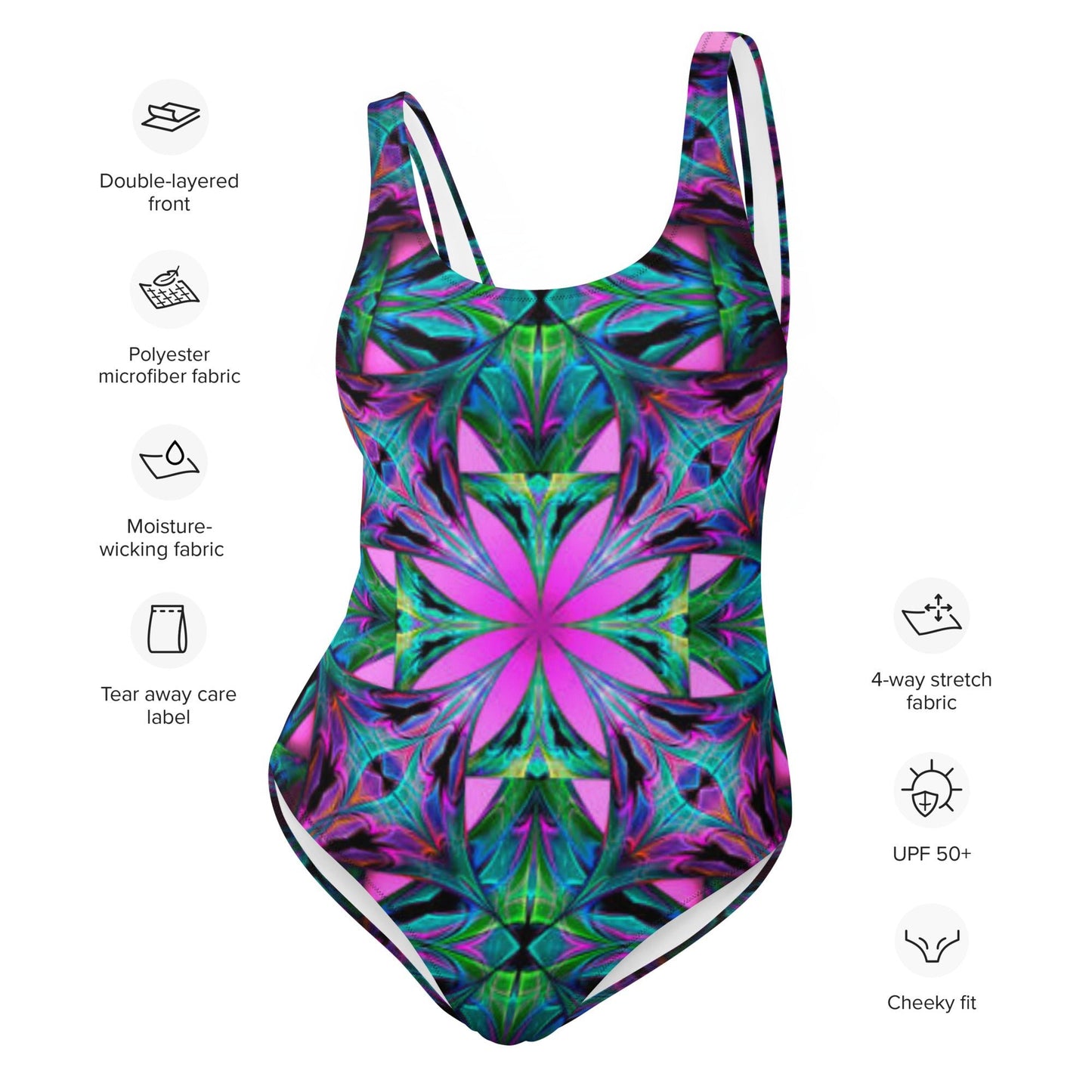 Women's One - Piece Swimsuit, Pink Green Swimwear, Swimwear, classic beach dress, beautiful outfit, Beach dress for summer and spring - PratSN