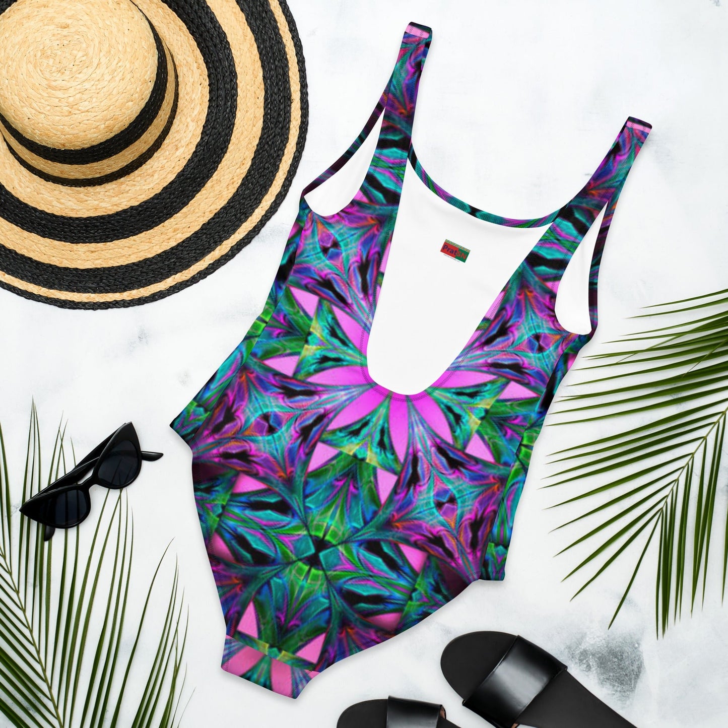 Women's One - Piece Swimsuit, Pink Green Swimwear, Swimwear, classic beach dress, beautiful outfit, Beach dress for summer and spring - PratSN