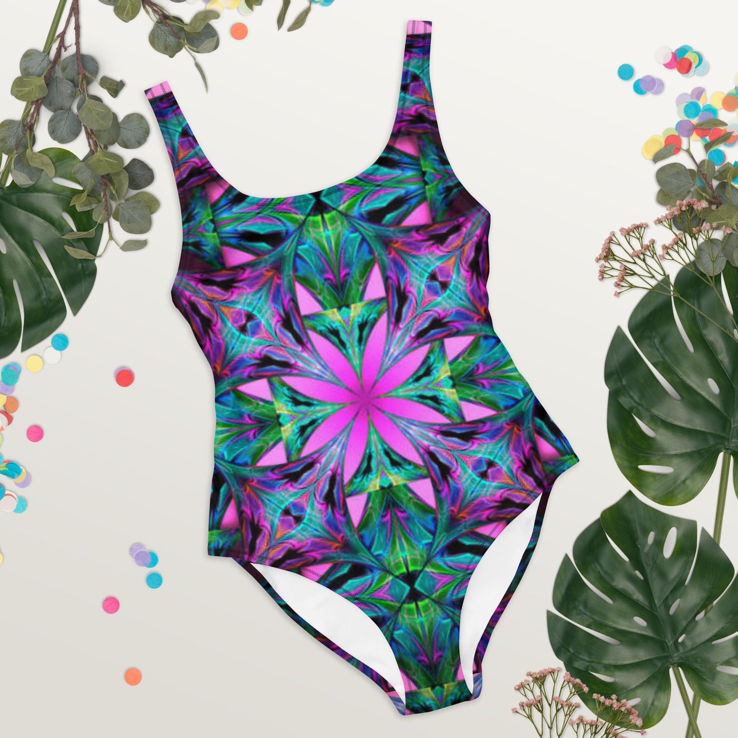 Women's One - Piece Swimsuit, Pink Green Swimwear, Swimwear, classic beach dress, beautiful outfit, Beach dress for summer and spring - PratSN