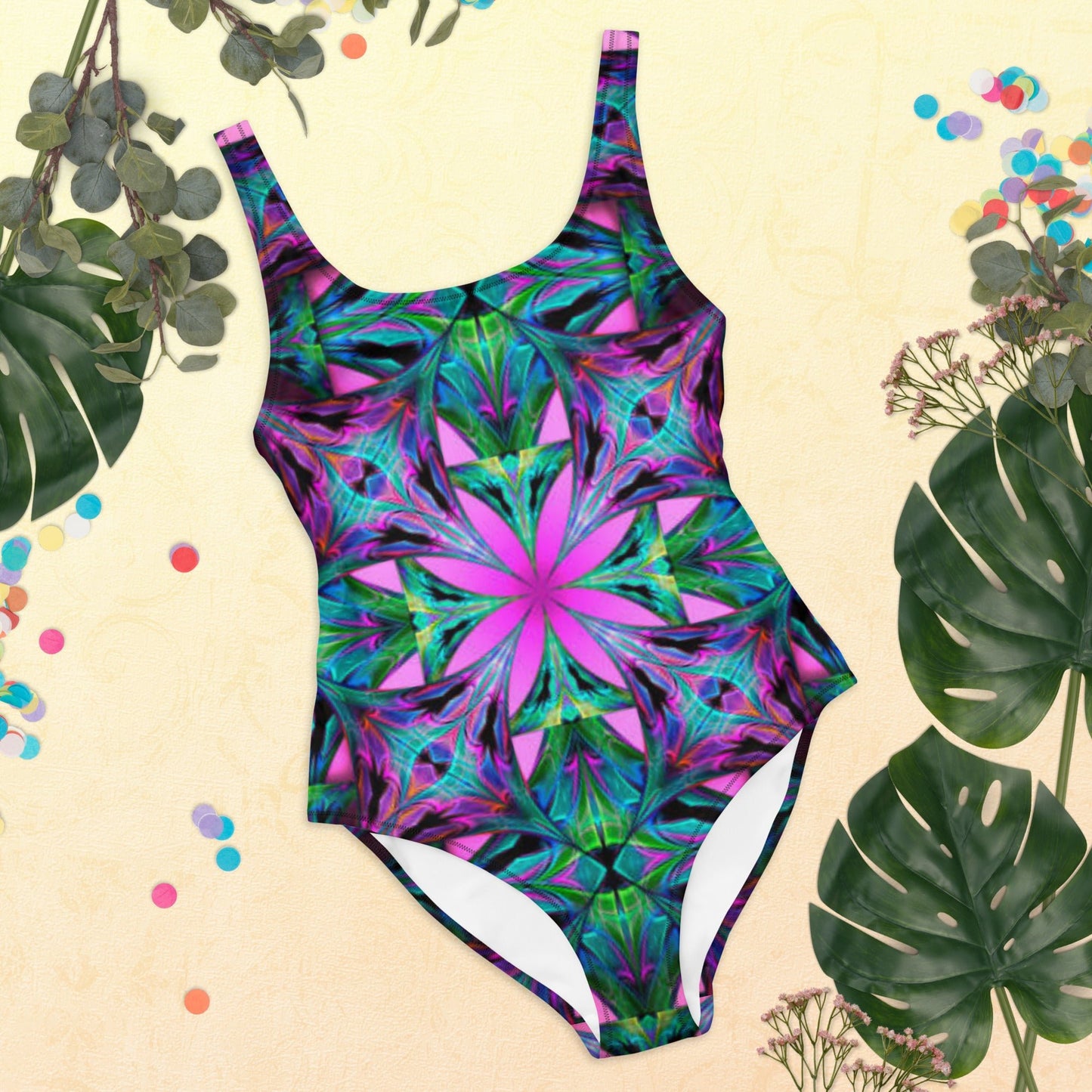 Women's One - Piece Swimsuit, Pink Green Swimwear, Swimwear, classic beach dress, beautiful outfit, Beach dress for summer and spring - PratSN