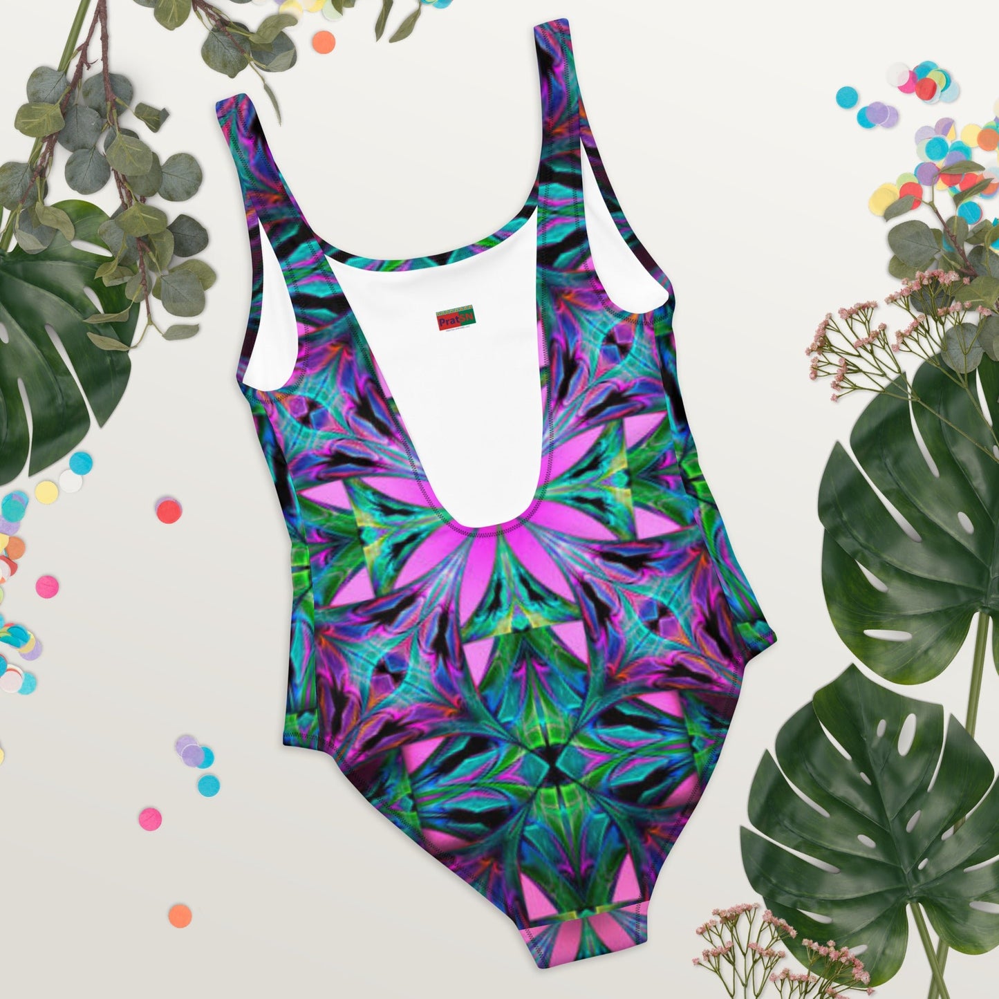 Women's One - Piece Swimsuit, Pink Green Swimwear, Swimwear, classic beach dress, beautiful outfit, Beach dress for summer and spring - PratSN