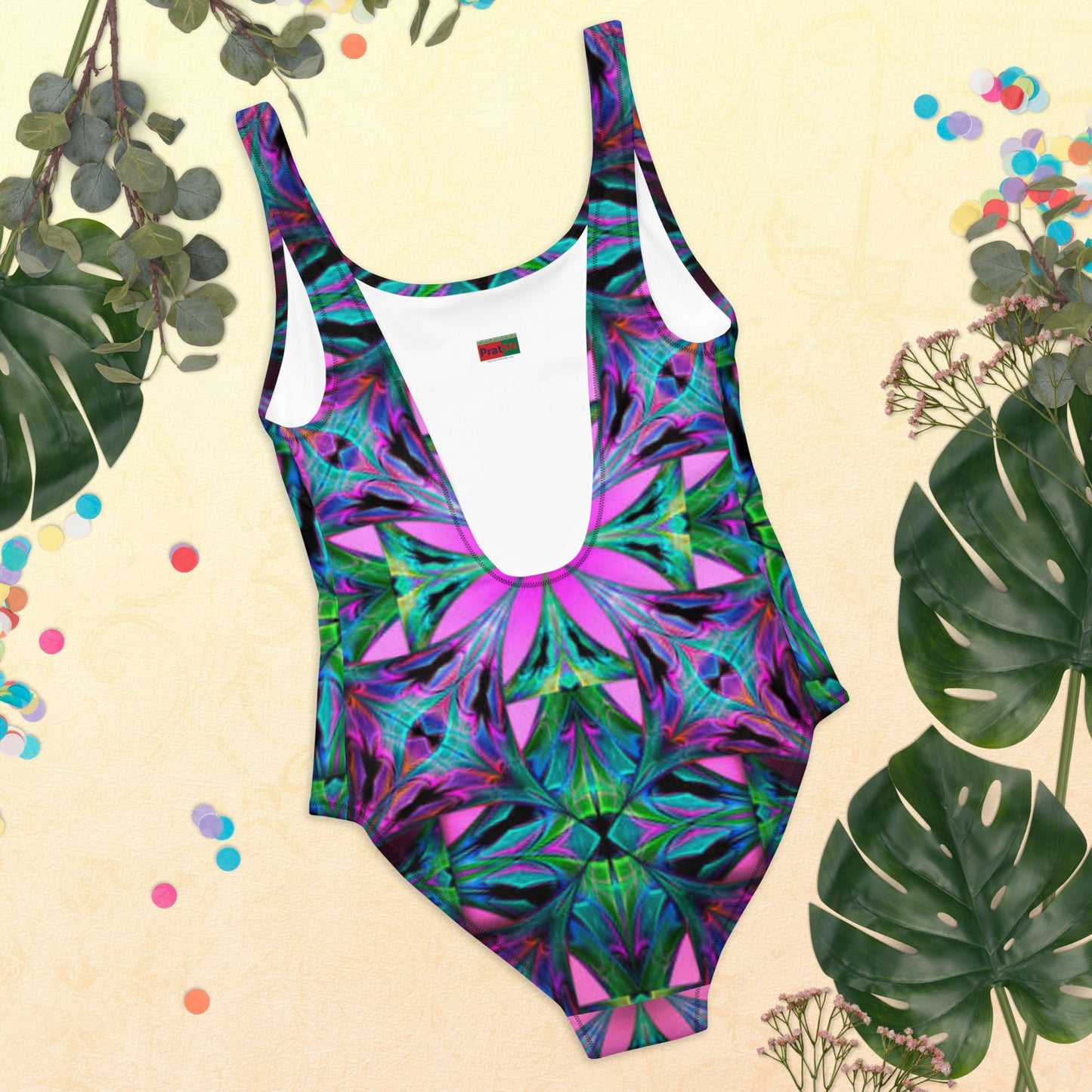 Women's One - Piece Swimsuit, Pink Green Swimwear, Swimwear, classic beach dress, beautiful outfit, Beach dress for summer and spring - PratSN