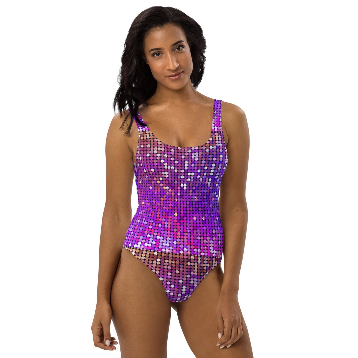Women's One - Piece Swimsuit, Purple Rhinestone Print Swimwear, tankinis, Swimsuit, Beachwear, Bathing Suit - PratSN