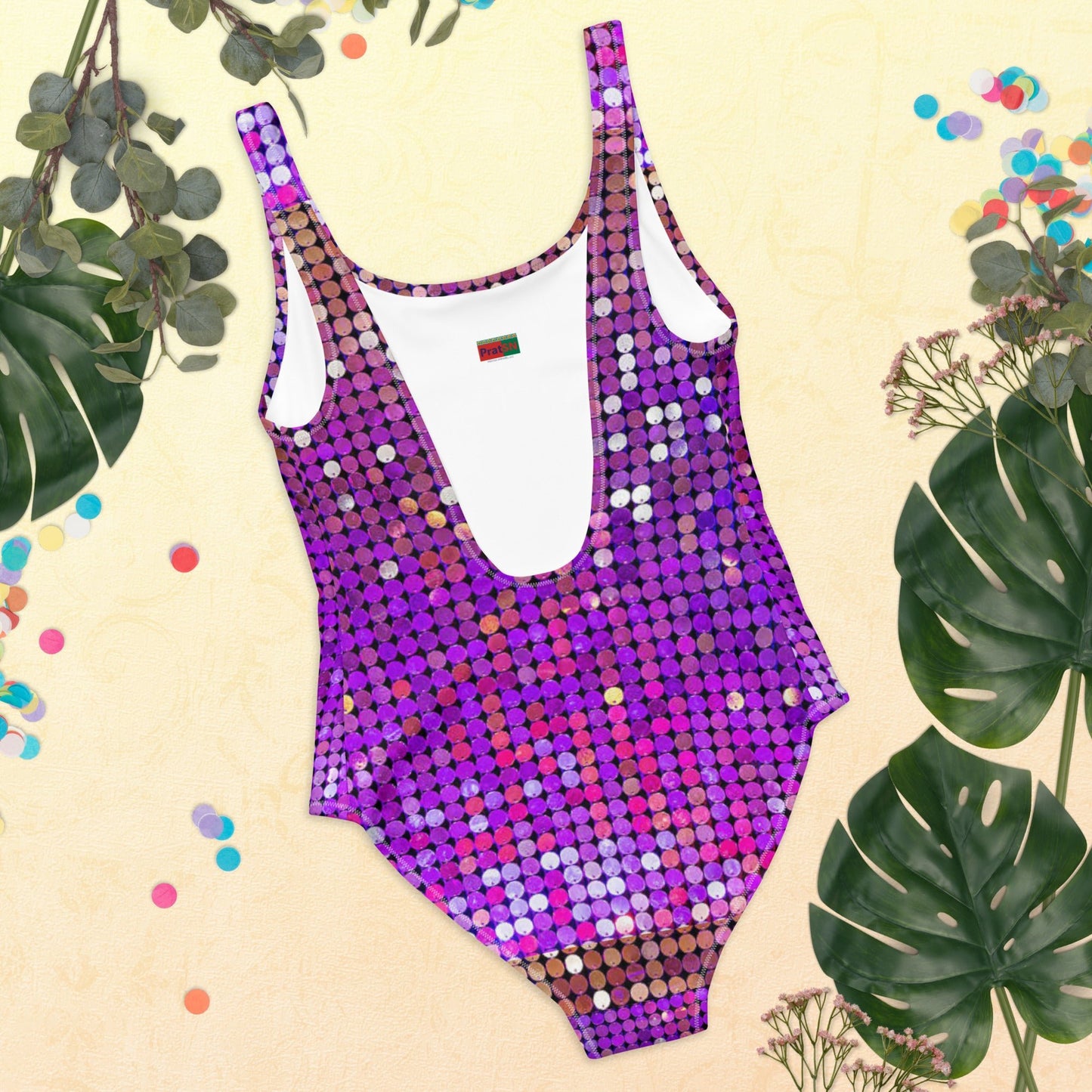 Women's One - Piece Swimsuit, Purple Rhinestone Print Swimwear, tankinis, Swimsuit, Beachwear, Bathing Suit - PratSN