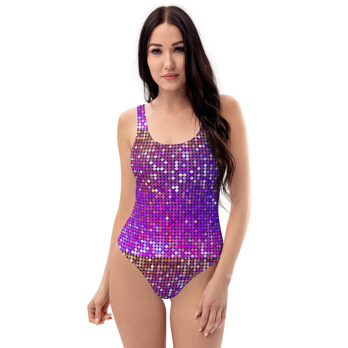 Women's One - Piece Swimsuit, Purple Rhinestone Print Swimwear, tankinis, Swimsuit, Beachwear, Bathing Suit - PratSN