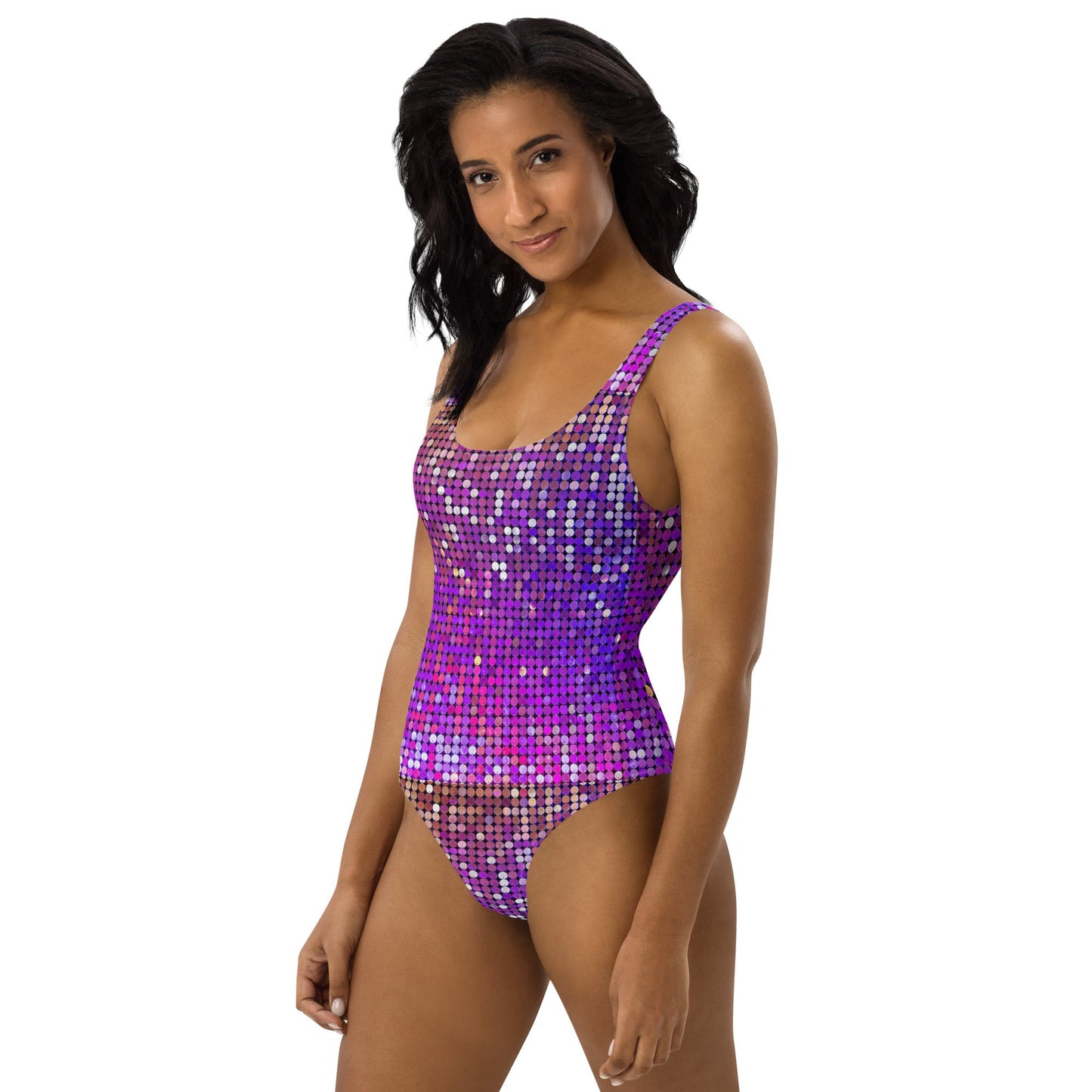 Women's One - Piece Swimsuit, Purple Rhinestone Print Swimwear, tankinis, Swimsuit, Beachwear, Bathing Suit - PratSN