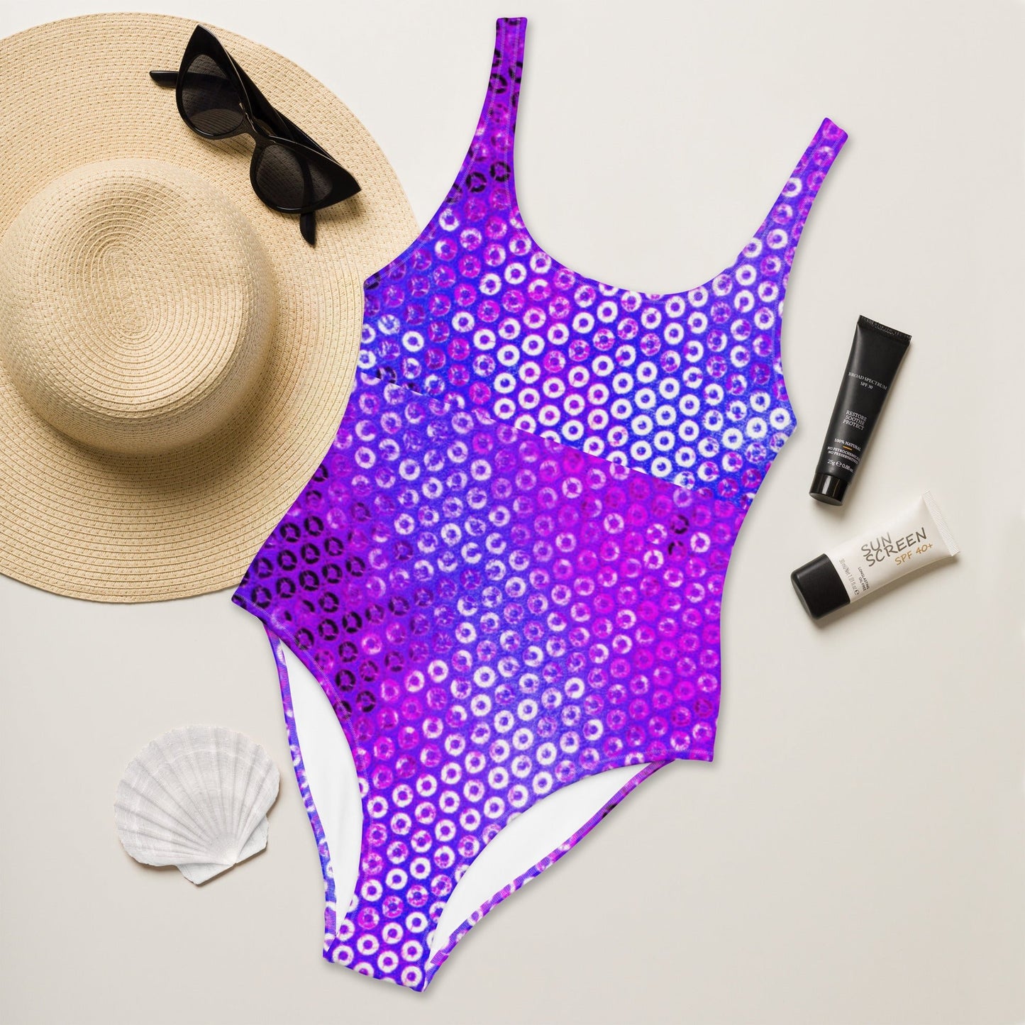 Women's One - Piece Swimsuit, Purple Swimwear, tankinis, Swimsuit, Beachwear, Bathing Suit - PratSN